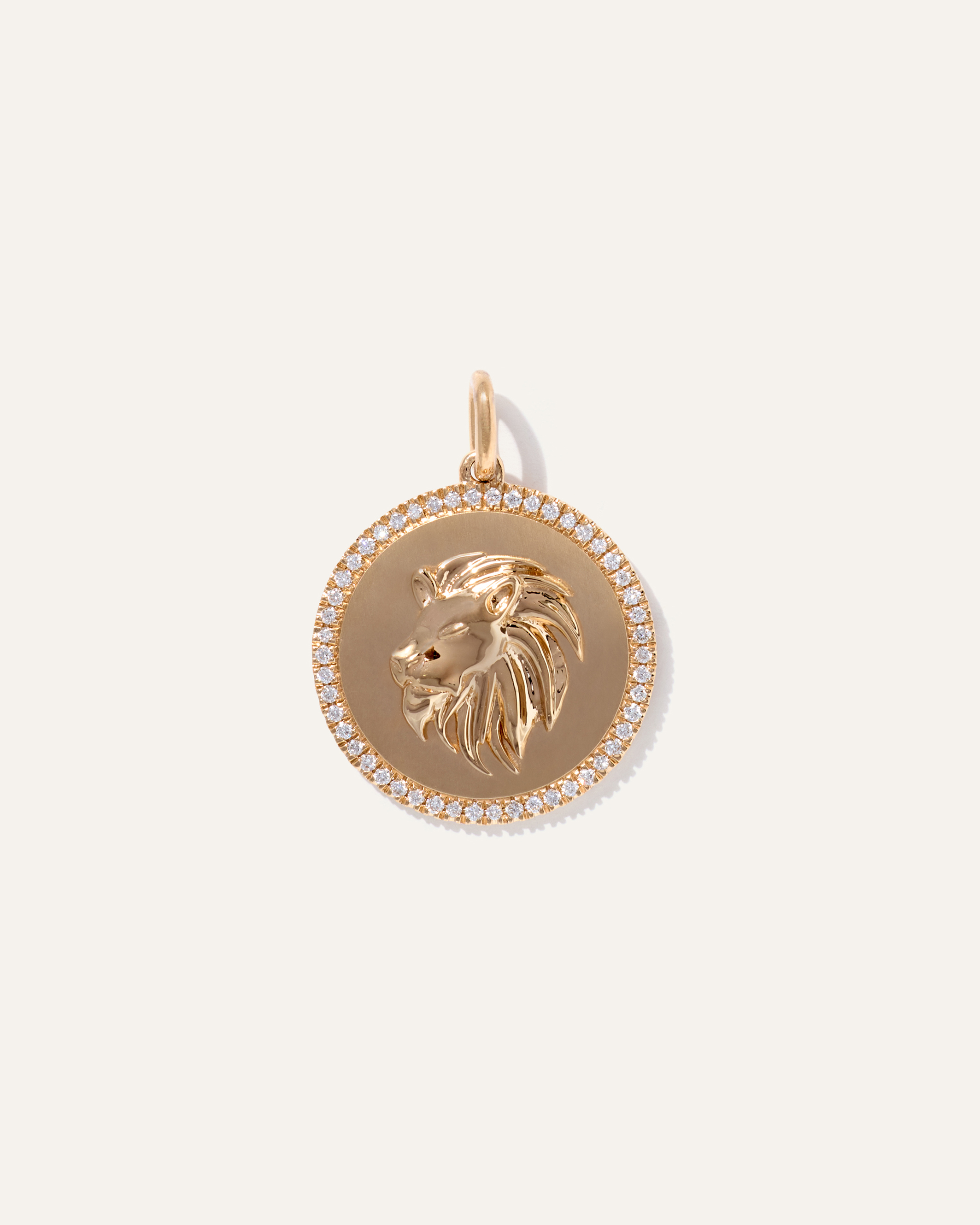 14K Gold Pave Zodiac Medallion Charm