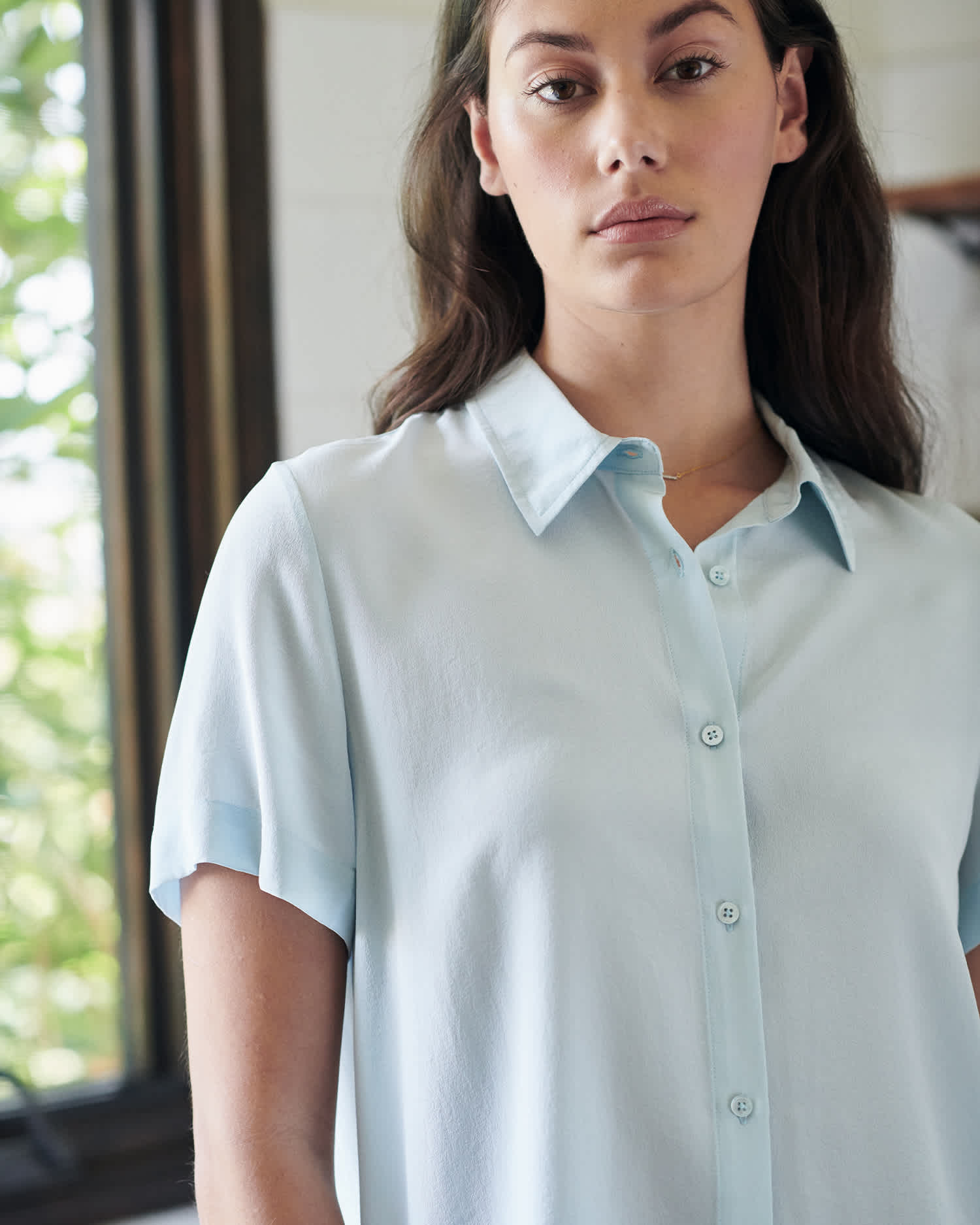 Washable Stretch Silk Short Sleeve Blouse Quince