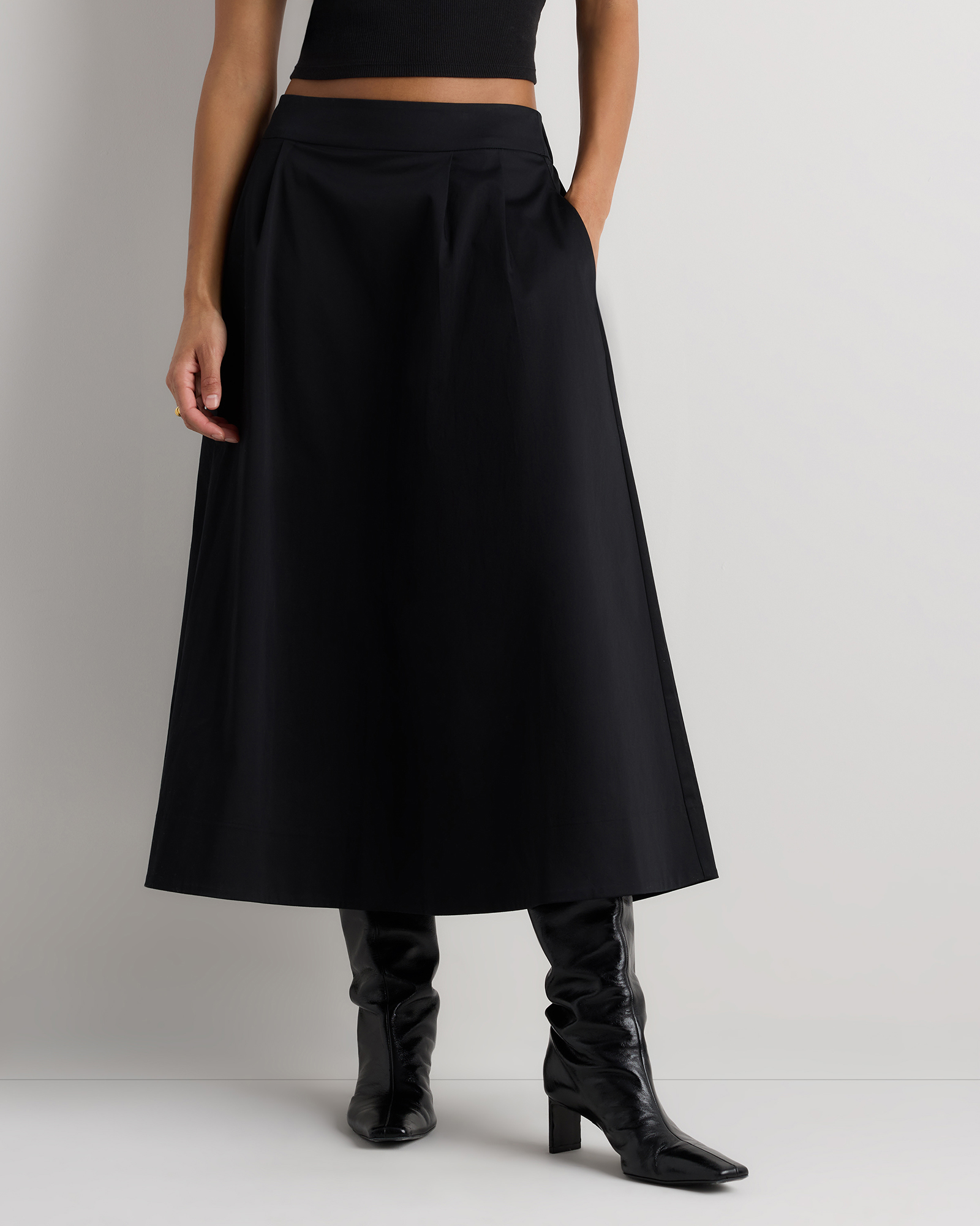 Organic Cotton Sateen A-line Skirt