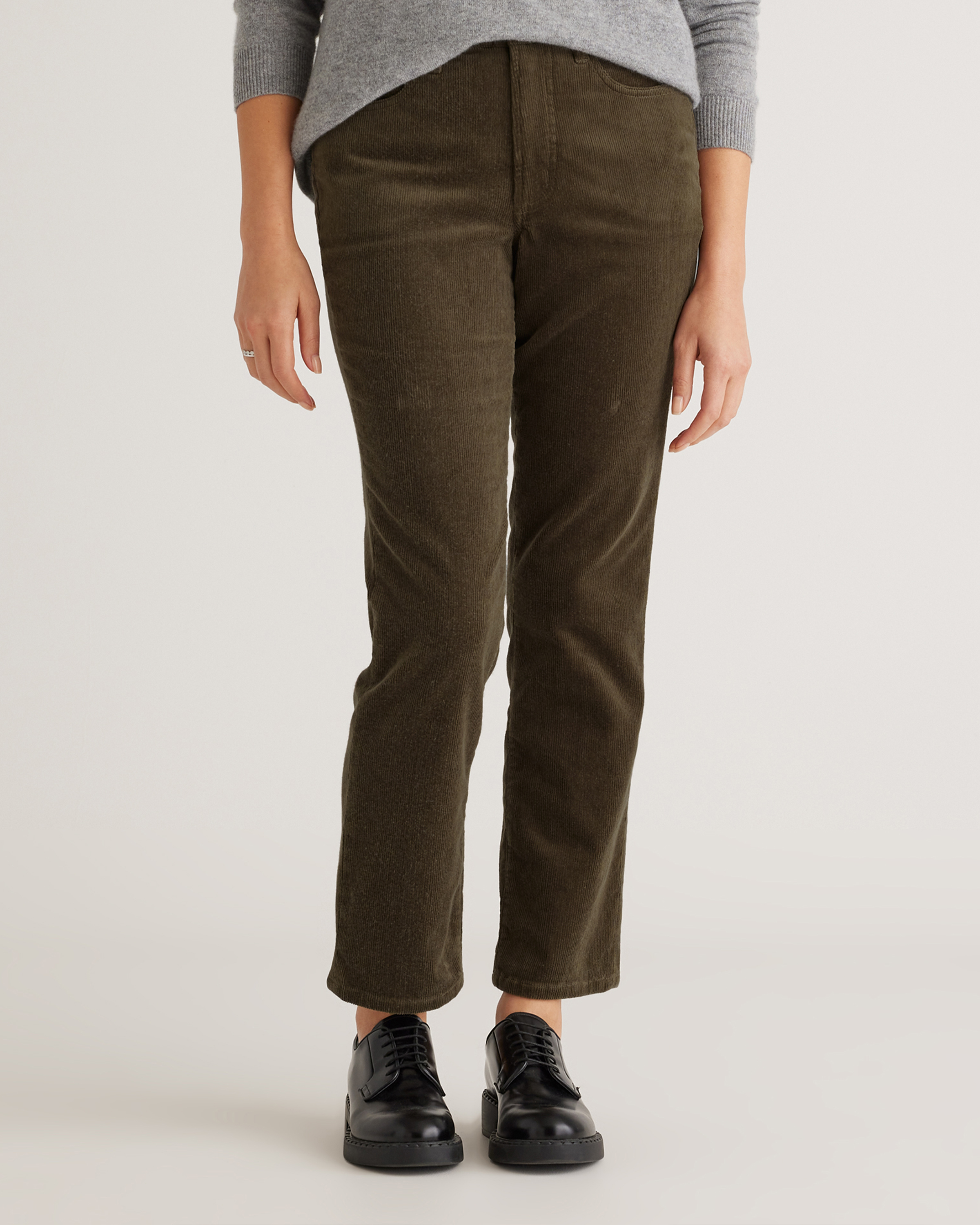 Shop Quince Women's Organic Stretch Corduroy Straight Leg Pants In Seaweed