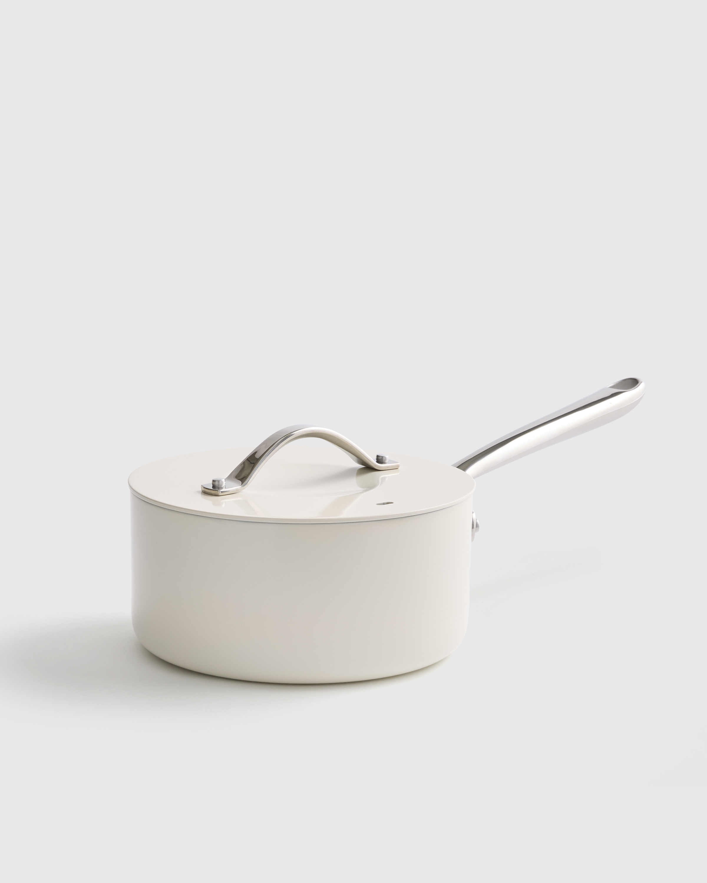 Ceramic Nonstick Saucepan: 3QT in Ivory