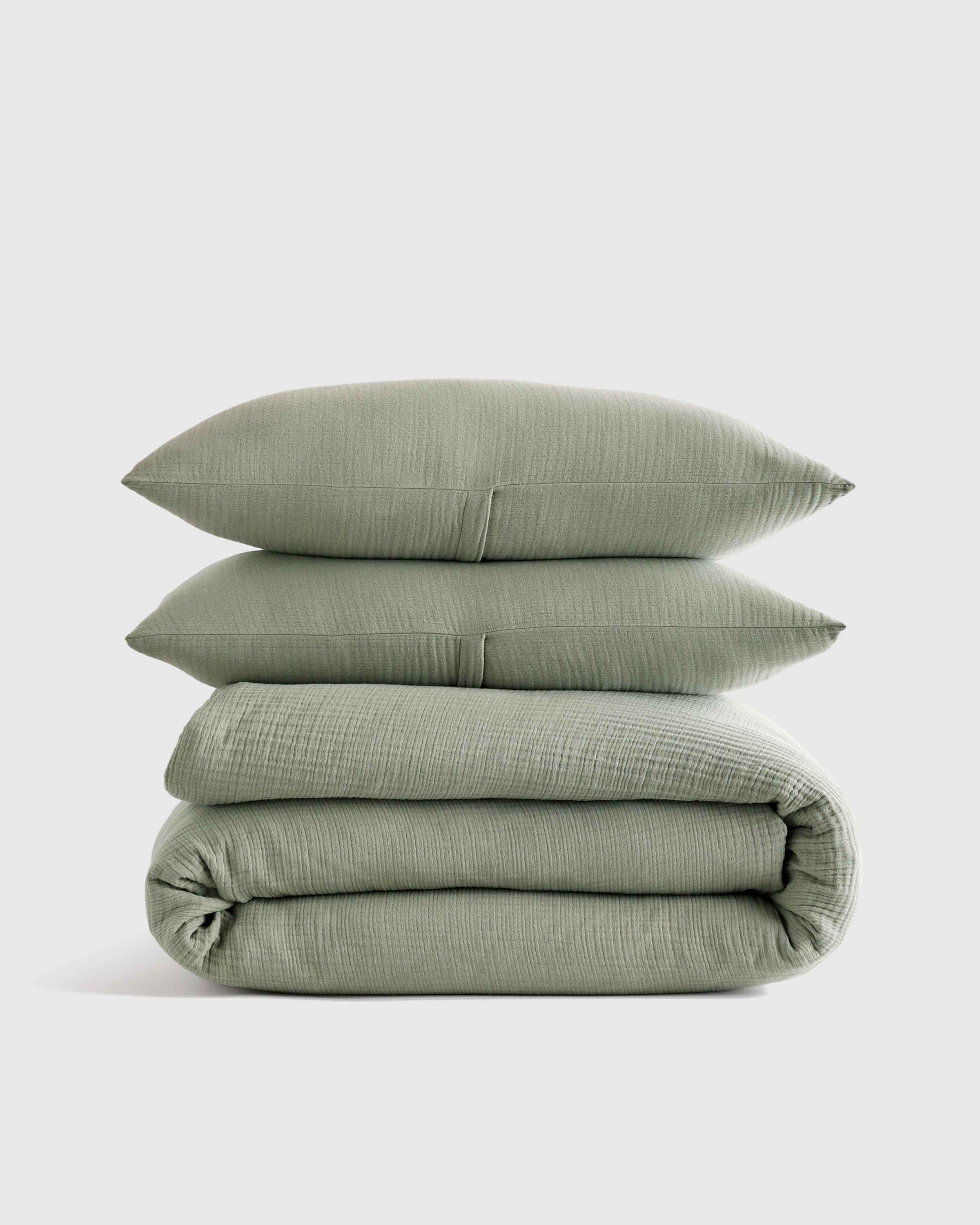 Organic Airy Gauze Duvet Cover Set - Dried Sage, King/Cal King