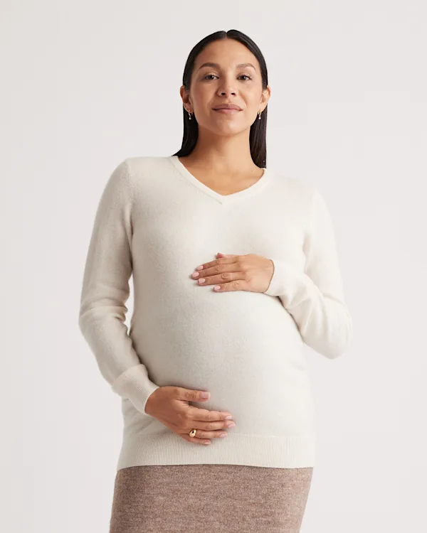 Mongolian Cashmere V-Neck Maternity Sweater