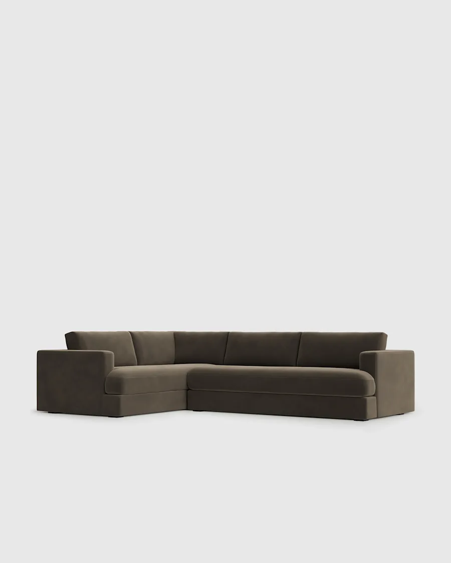 Varick 83 Left Midsofa Front Angle Perfomance Velvet Sable V01