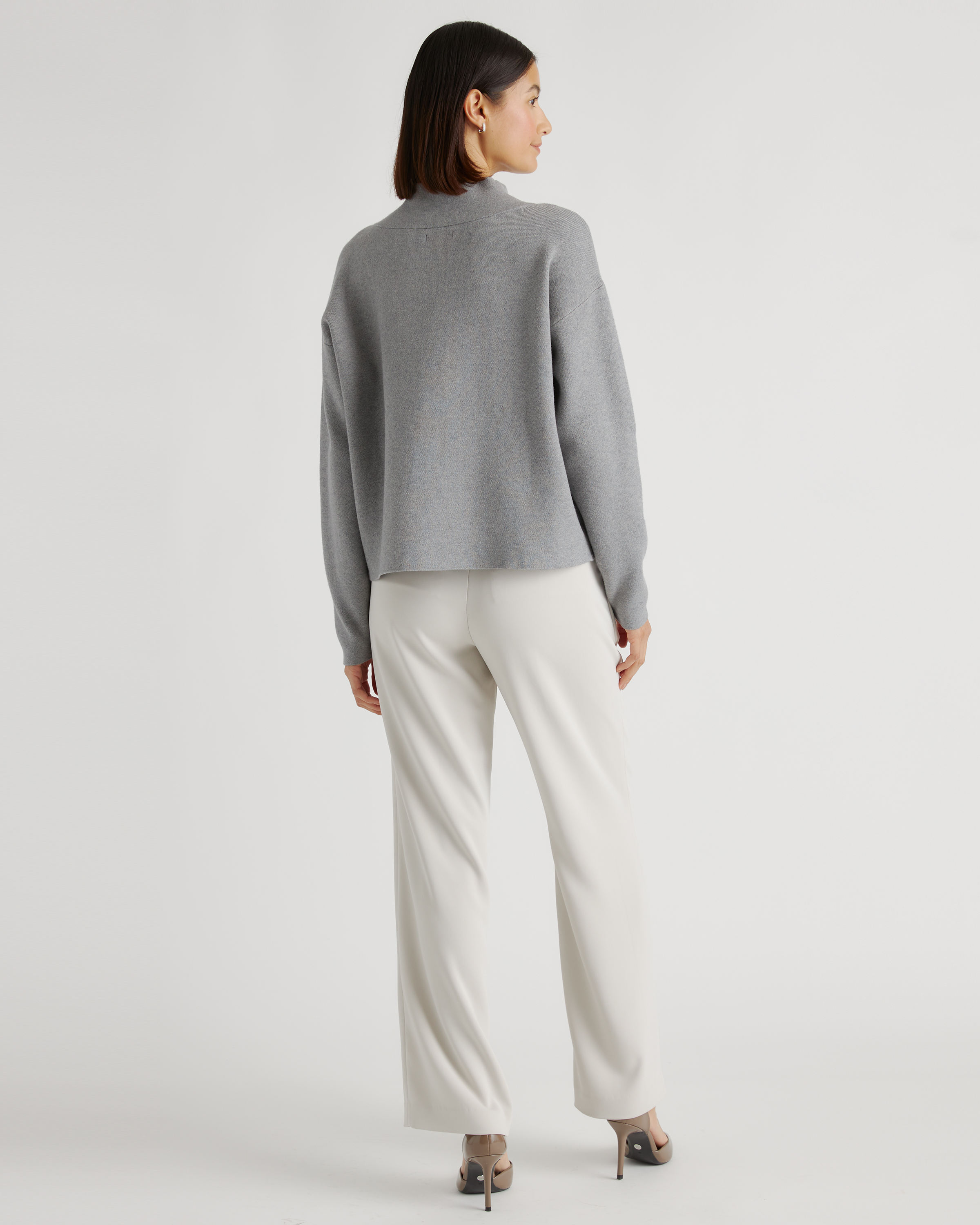 MODAL STRETCH MILANO MOCK NECK ホワイト　XL Eco-Knit Milano Stitch Mock Neck Pullover