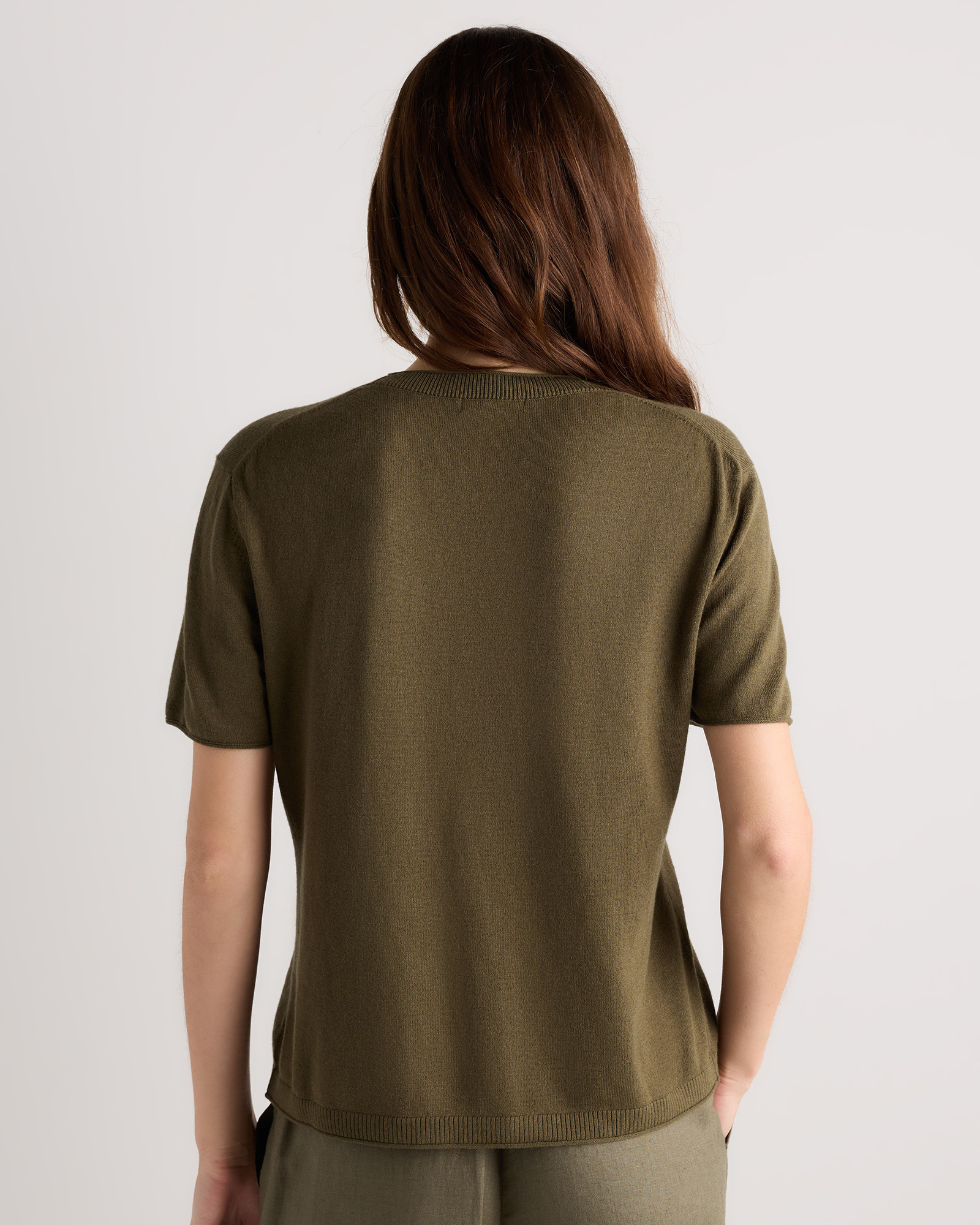 Lightweight Cotton Cashmere Relaxed Sweater Tee in Mocha Heather