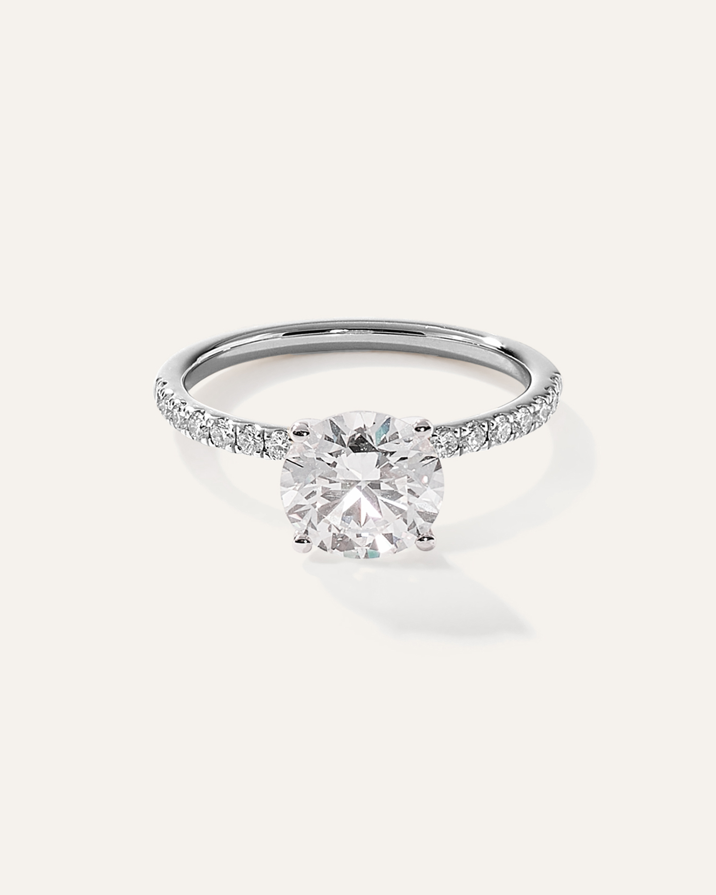 Lab Grown Diamond Round Petite Pave Engagement Ring - 2ct
