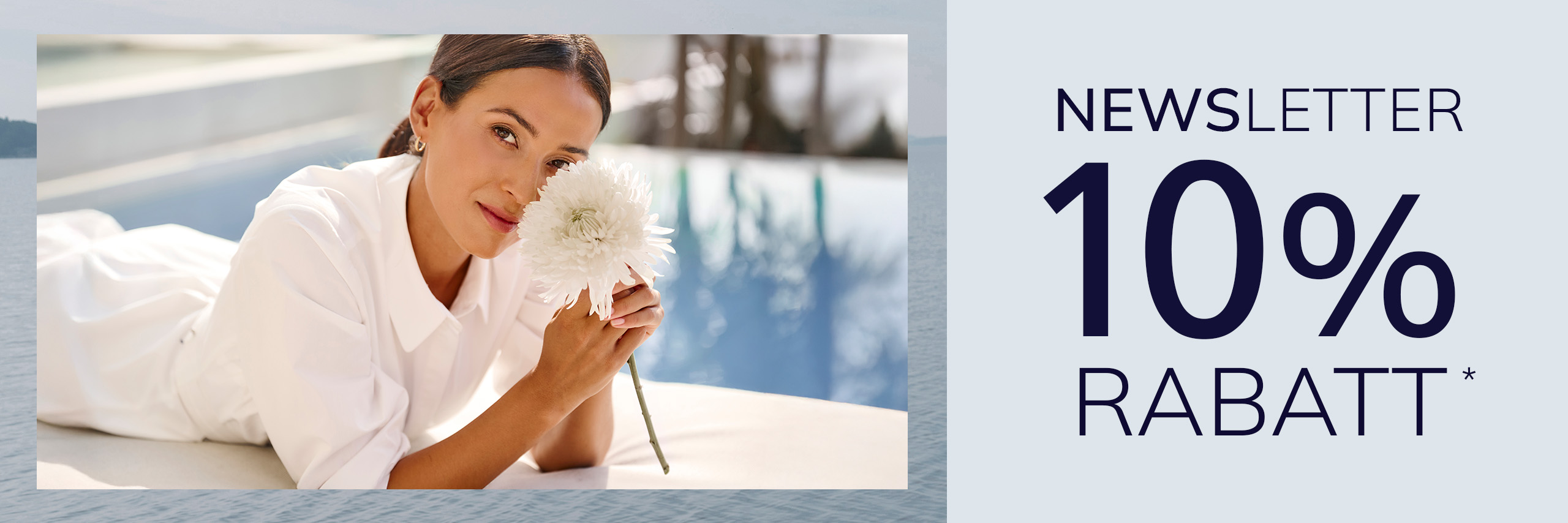 Werbeanzeige für Newsletter-Anmeldung mit 10 % Rabatt-Angebot.