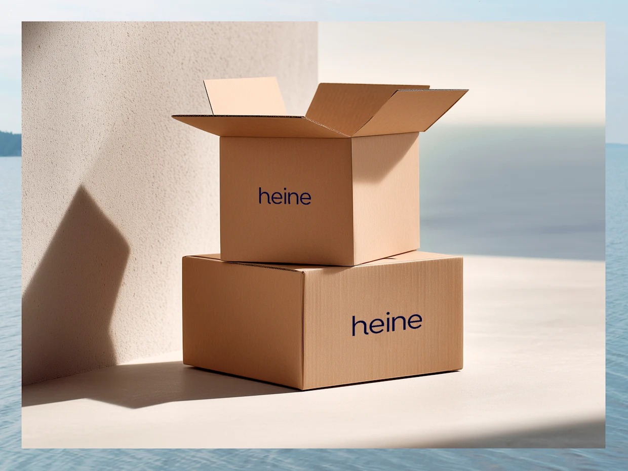 Trois paquets sont posés par terre avec l'inscription heine. Trois paquets sont posés par terre avec l'inscription heine.