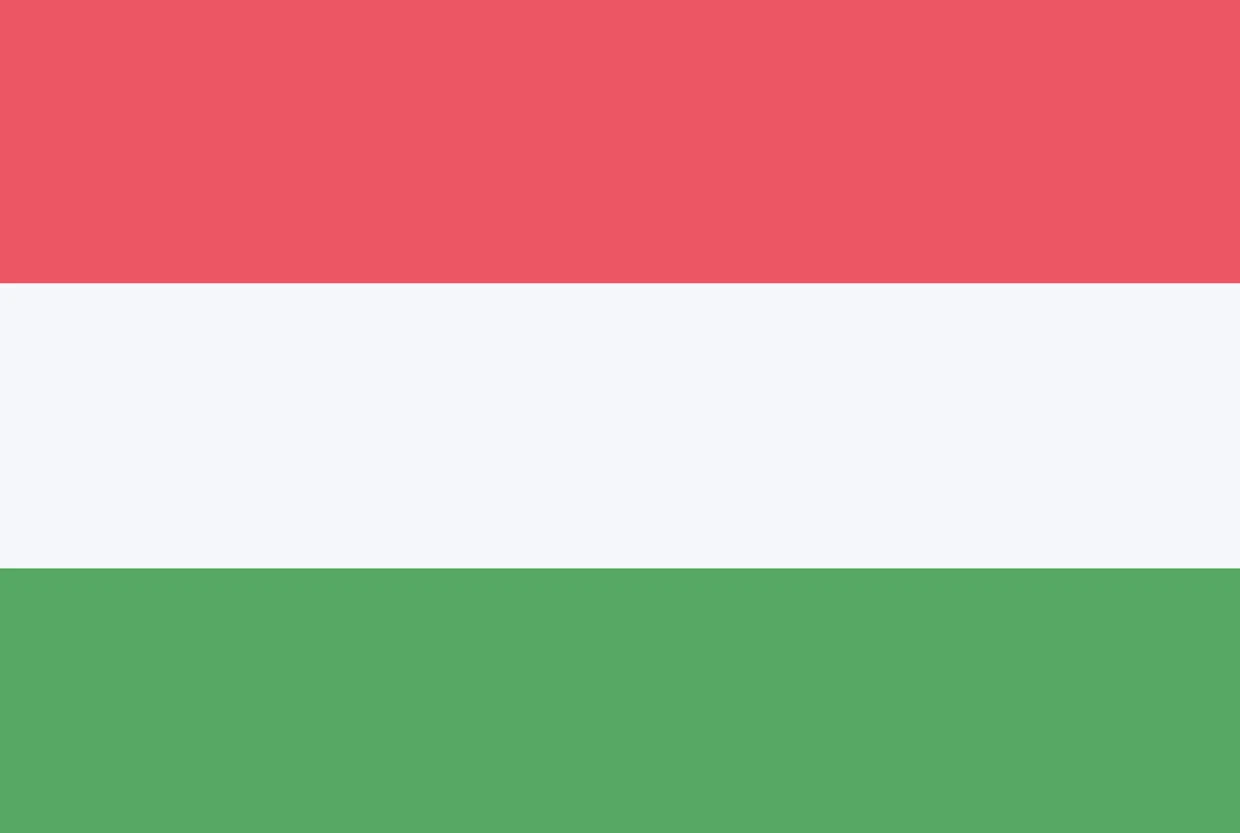 Flagge von Ungarn mit drei horizontalen Streifen in Rot, Weiß und Grün. Flagge von Ungarn mit drei horizontalen Streifen in Rot, Weiß und Grün.