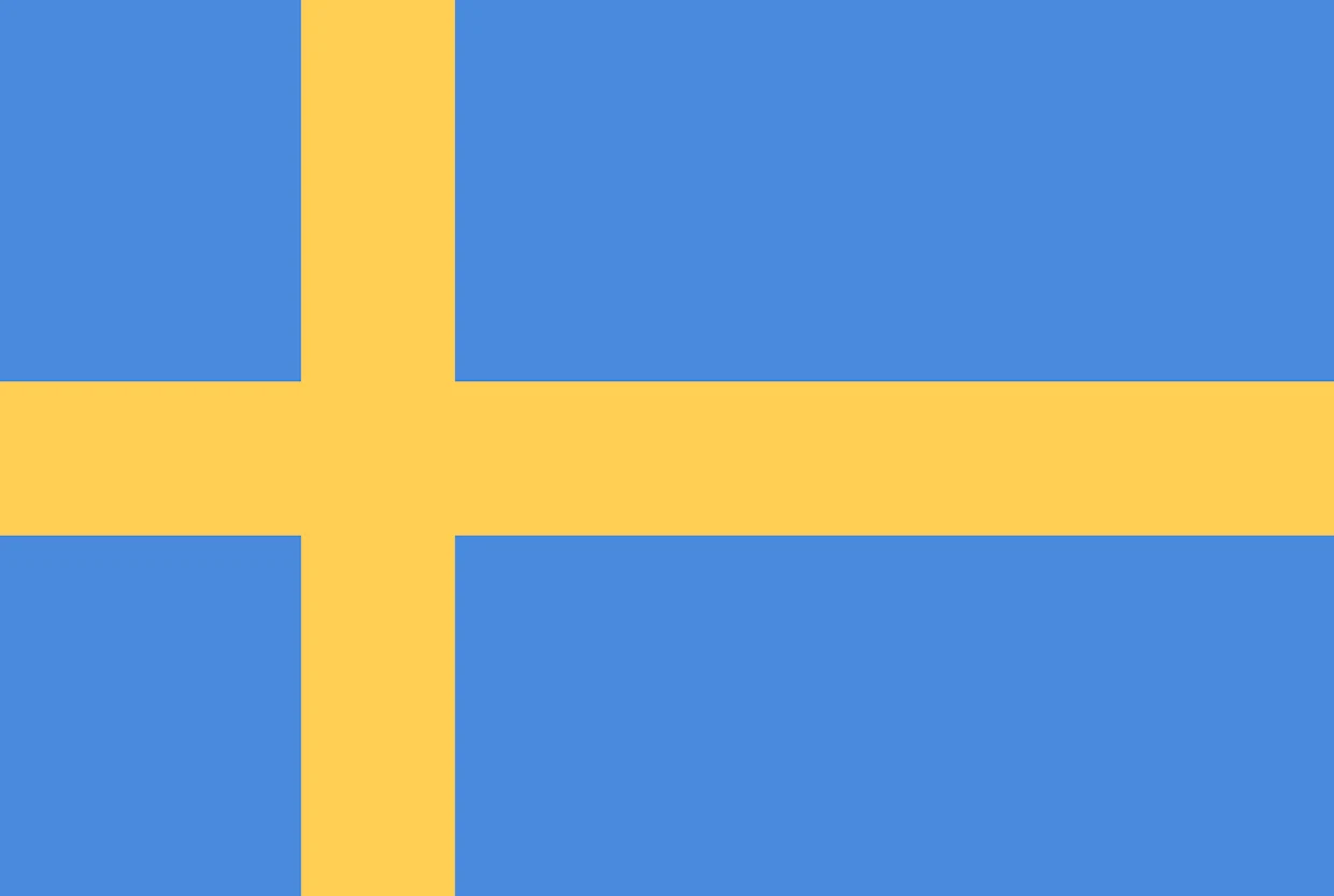 Flagge von Schweden mit gelbem Kreuz auf blauem Hintergrund. Flagge von Schweden mit gelbem Kreuz auf blauem Hintergrund.