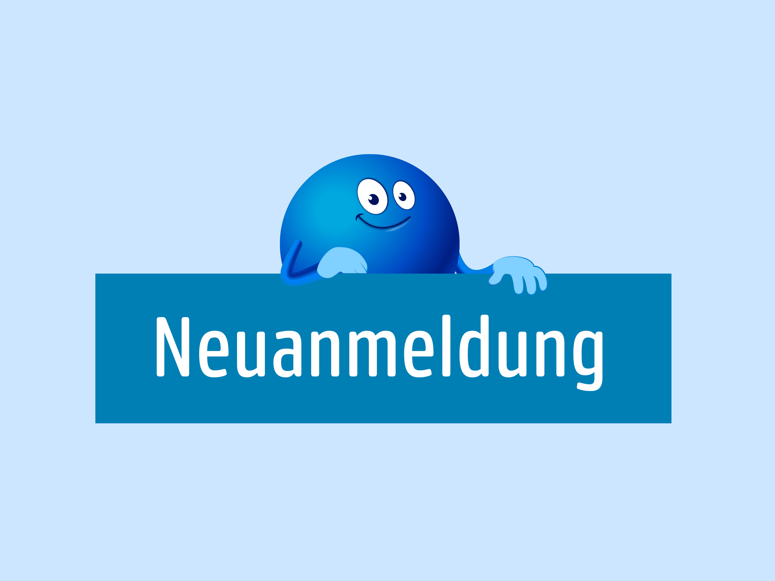 Das Symbol zeigt eine blaue PAYBACK-Figur hinter einem Schild mit dem Text 'Neuanmeldung'.
