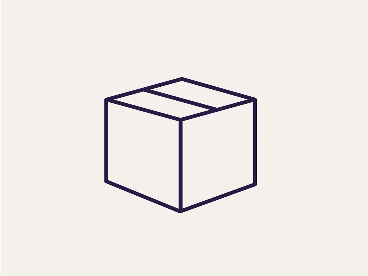 Symbol eines Versandpakets mit Linienzeichnung auf beigem Hintergrund.