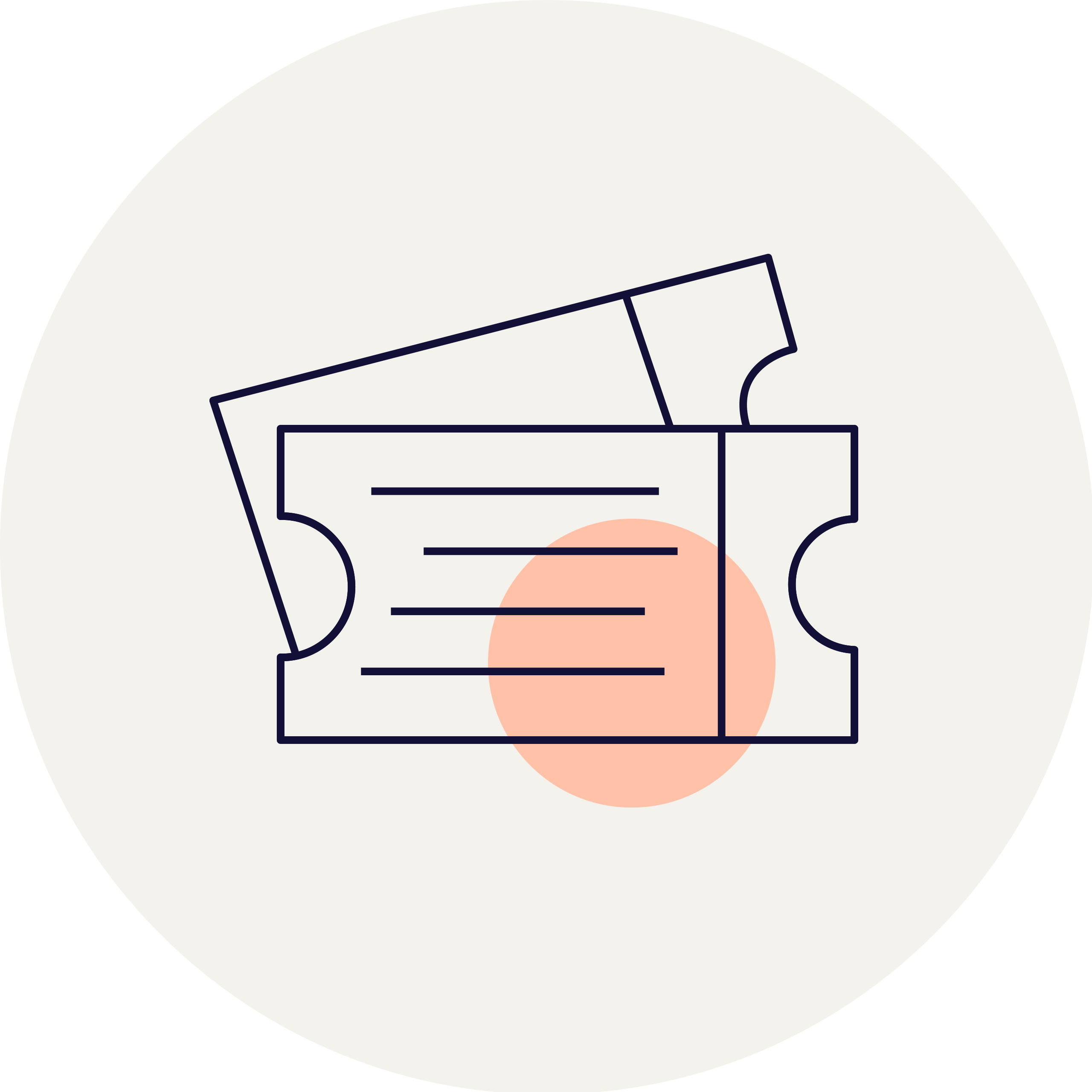 Das Symbol zeigt zwei übereinanderliegende Eintrittskarten mit einem orangefarbenen Kreis im Hintergrund.