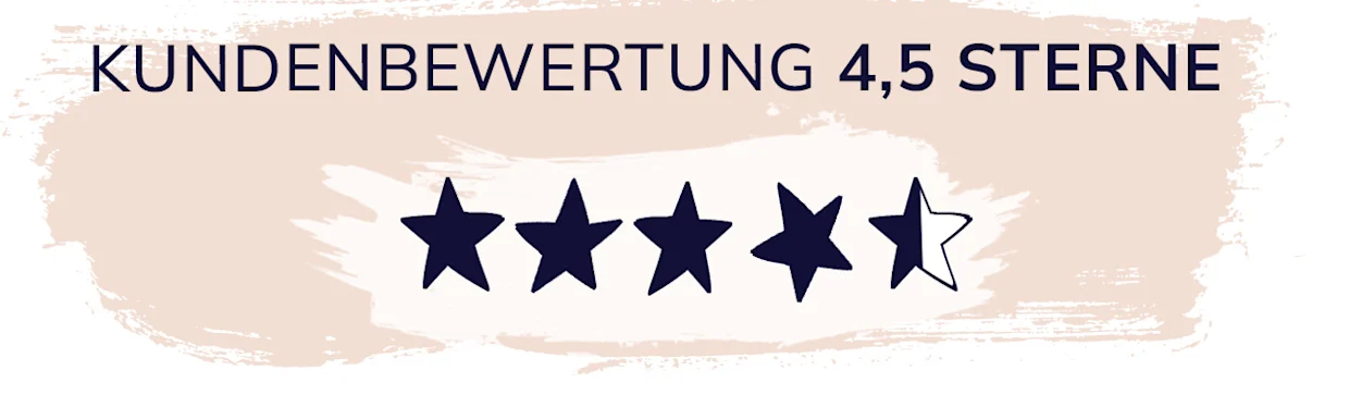 Kundenbewertung mit 4,5 von 5 Sternen auf beigem Hintergrund. Kundenbewertung mit 4,5 von 5 Sternen auf beigem Hintergrund.
