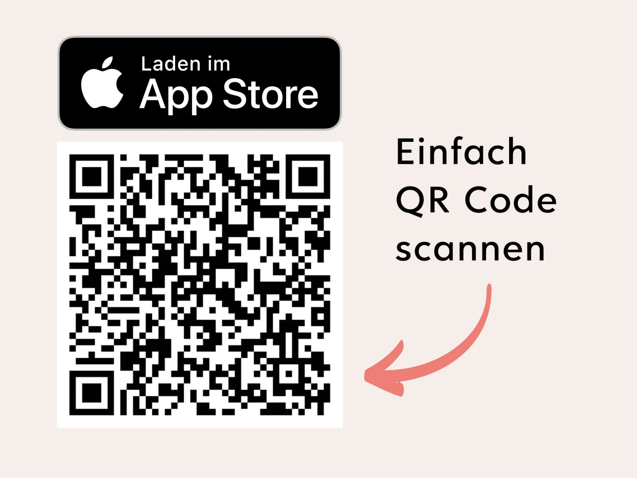 QR-Code zum Download einer App im Apple App Store mit Hinweis `Einfach QR Code scannen´.