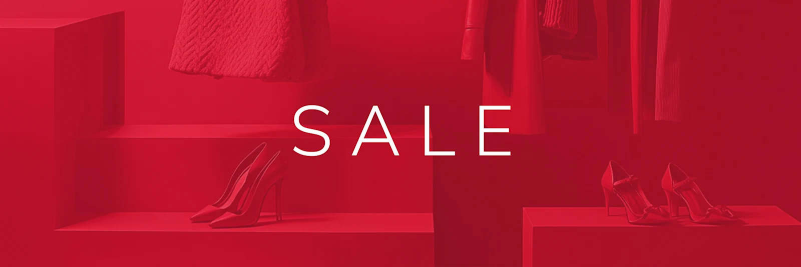 Auf rotem Hintergrund mit einer Kleiderstange steht das Wort Sale. Auf rotem Hintergrund mit einer Kleiderstange steht das Wort Sale.