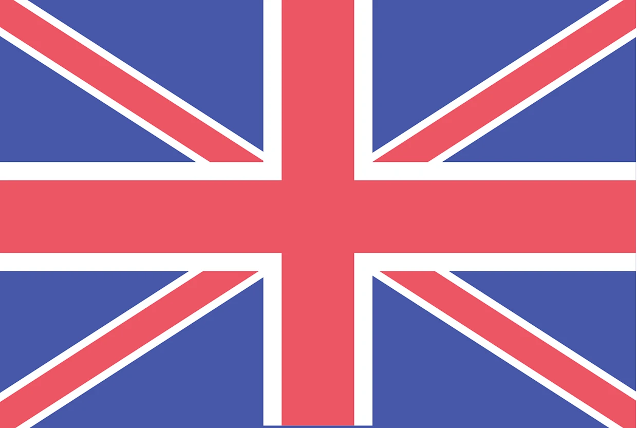 Flagge des Vereinigten Königreichs mit roten, weißen und blauen Streifen im Union-Jack-Design. Flagge des Vereinigten Königreichs mit roten, weißen und blauen Streifen im Union-Jack-Design.