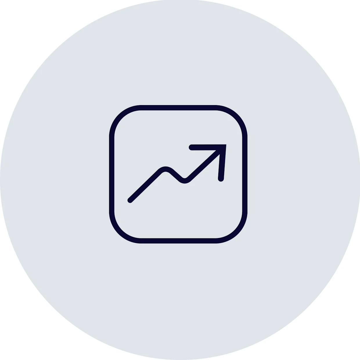 Das Symbol zeigt eine Sprechblase mit einem Pfeil nach oben rechts für die neuesten Trends. Das Symbol zeigt eine Sprechblase mit einem Pfeil nach oben rechts für die neuesten Trends.