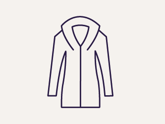 Ein Icon einer Winterjacke steht auf einem grauen Hintergrund.