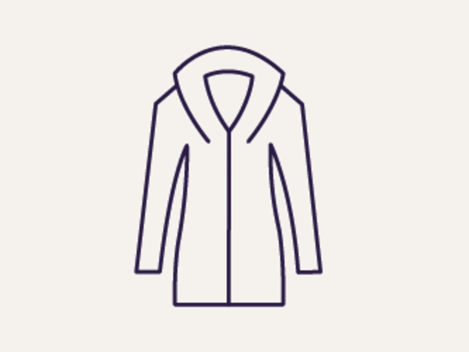 Ein Icon einer Winterjacke steht auf einem grauen Hintergrund.