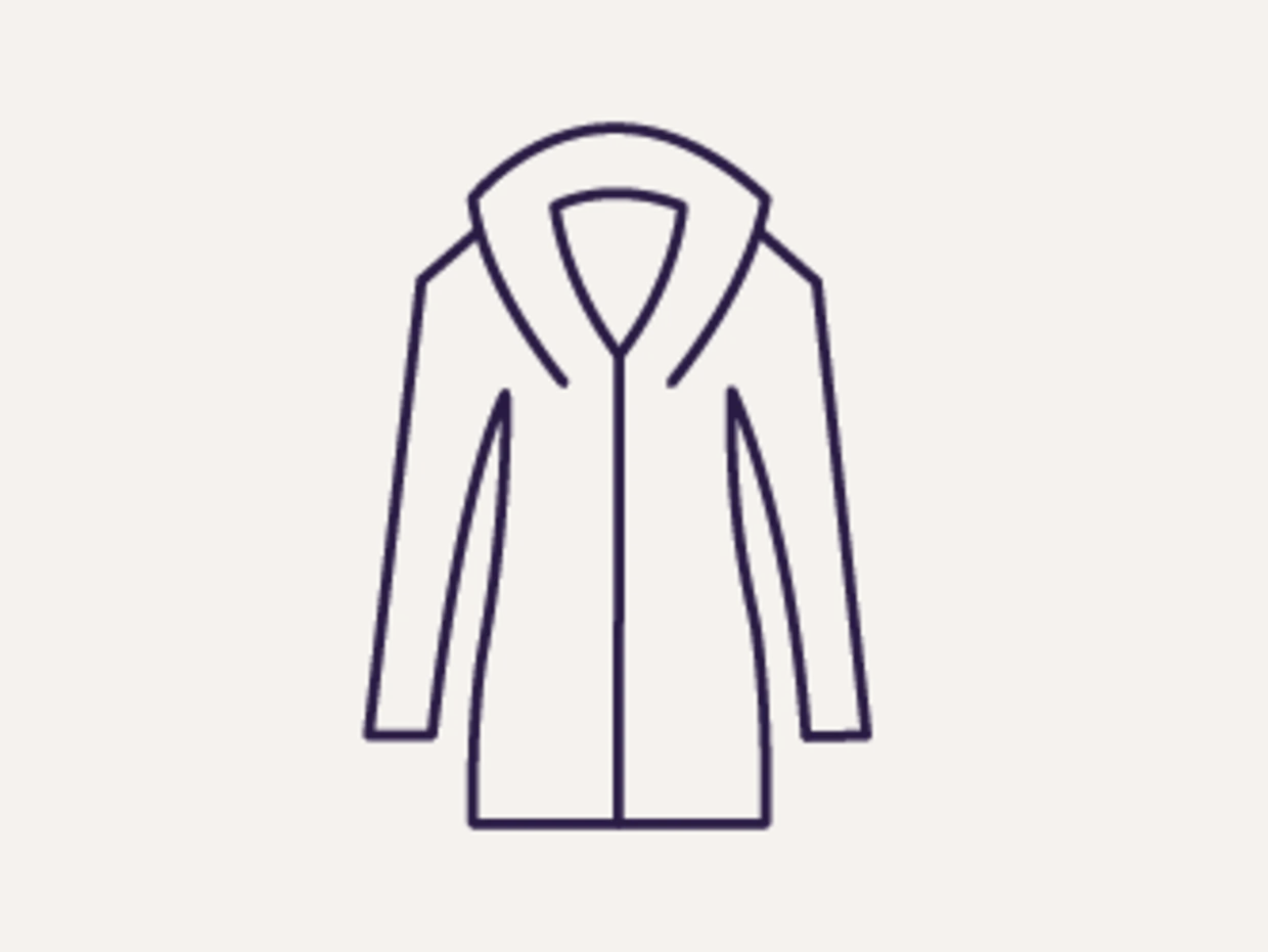 Ein Icon einer Winterjacke steht auf einem grauen Hintergrund.