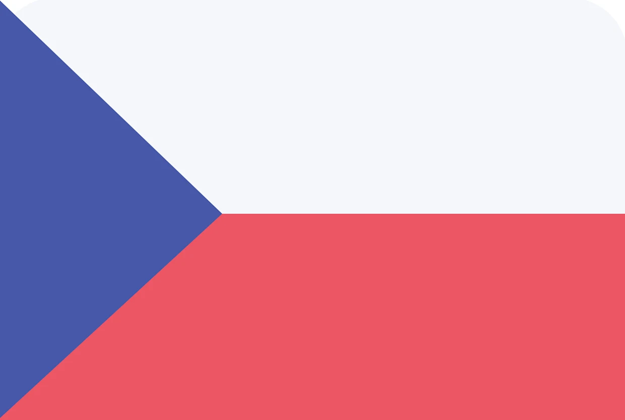 Flagge der Tschechischen Republik mit horizontalen Streifen in Weiß und Rot sowie einem blauen Dreieck links. Flagge der Tschechischen Republik mit horizontalen Streifen in Weiß und Rot sowie einem blauen Dreieck links.