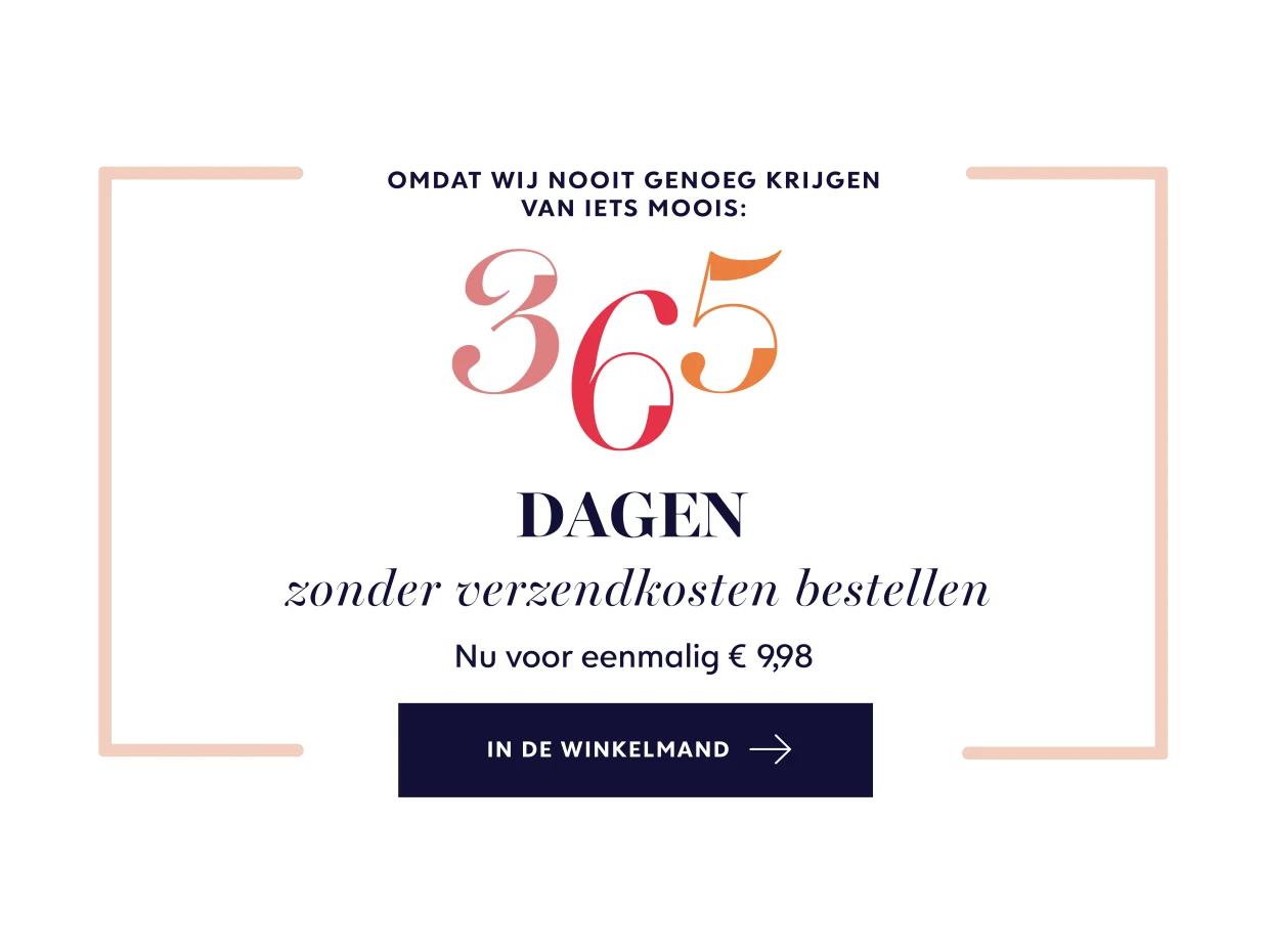 365 dagen gratis verzending voor 9,98 euro per jaar, met de knop 'In winkelmand'.