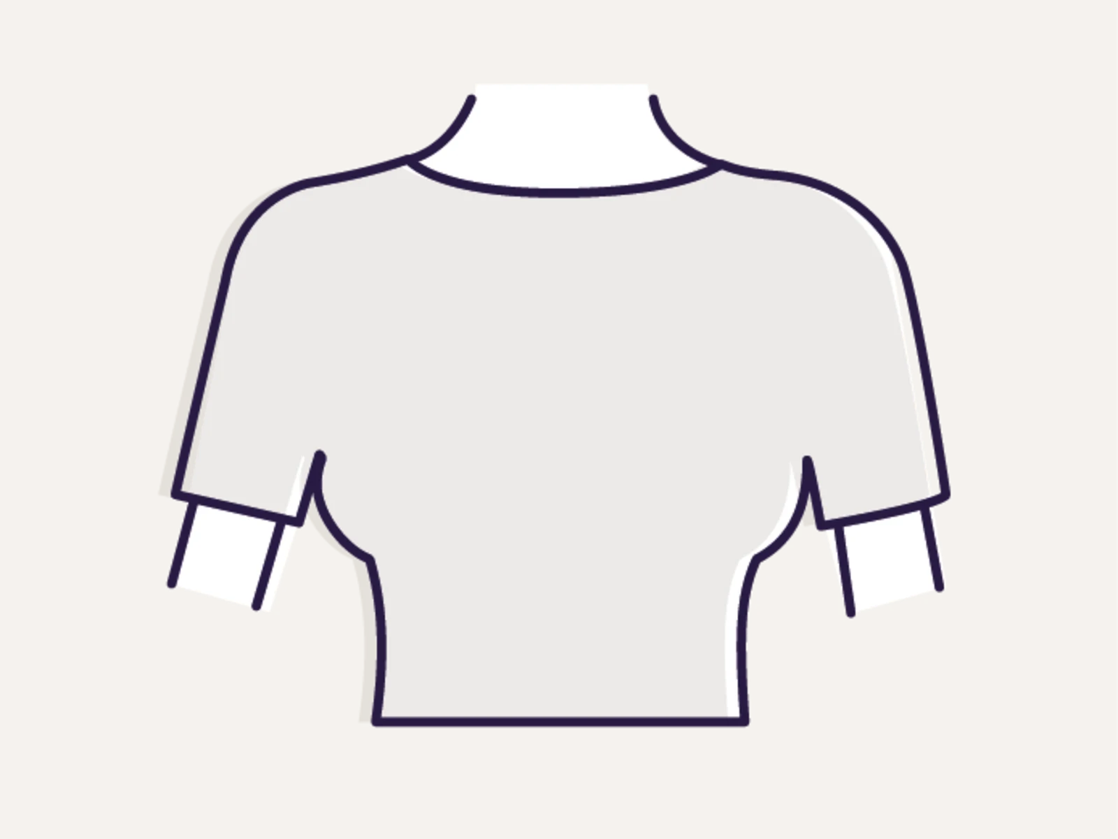 Symbol eines weißen T-Shirts mit einem U-Boot-Ausschnitt auf beigem Hintergrund.