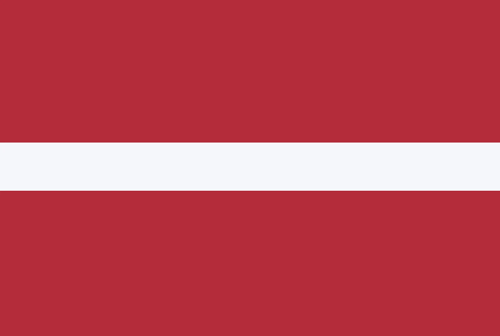 Flagge von Lettland mit zwei roten horizontalen Streifen und einem schmalen weißen Streifen in der Mitte. Flagge von Lettland mit zwei roten horizontalen Streifen und einem schmalen weißen Streifen in der Mitte.