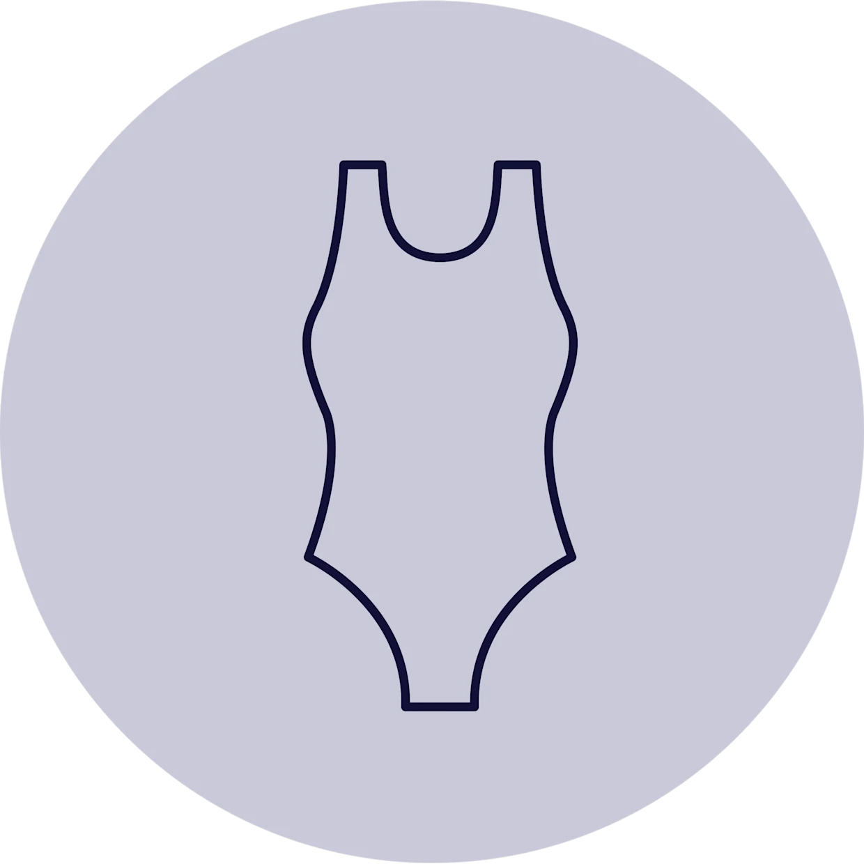 Le symbole montre une représentation stylisée d'un maillot de bain une pièce à l'intérieur d'un cercle gris.