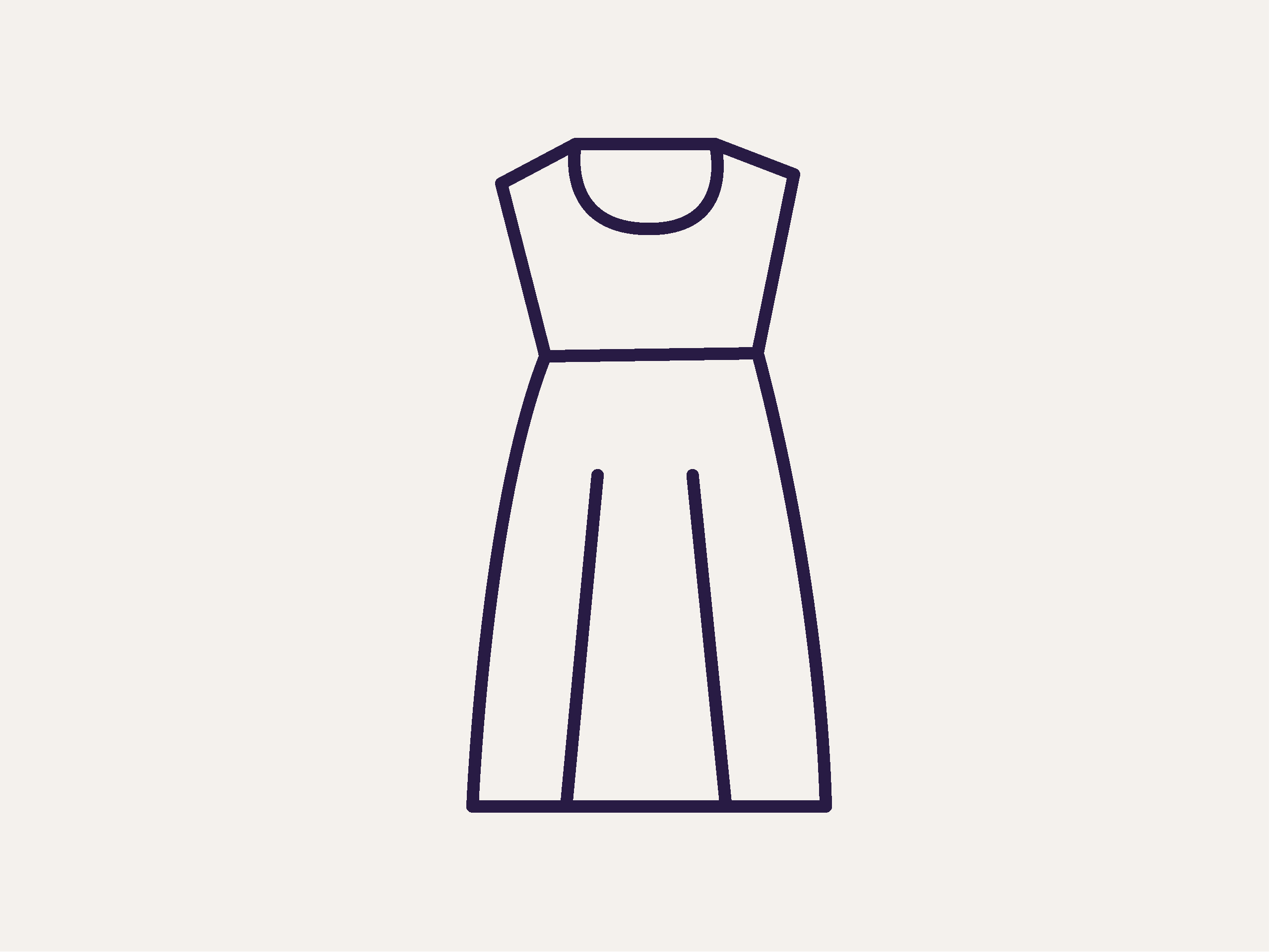 Symbole d'une robe aux lignes bleu foncé sur fond beige.