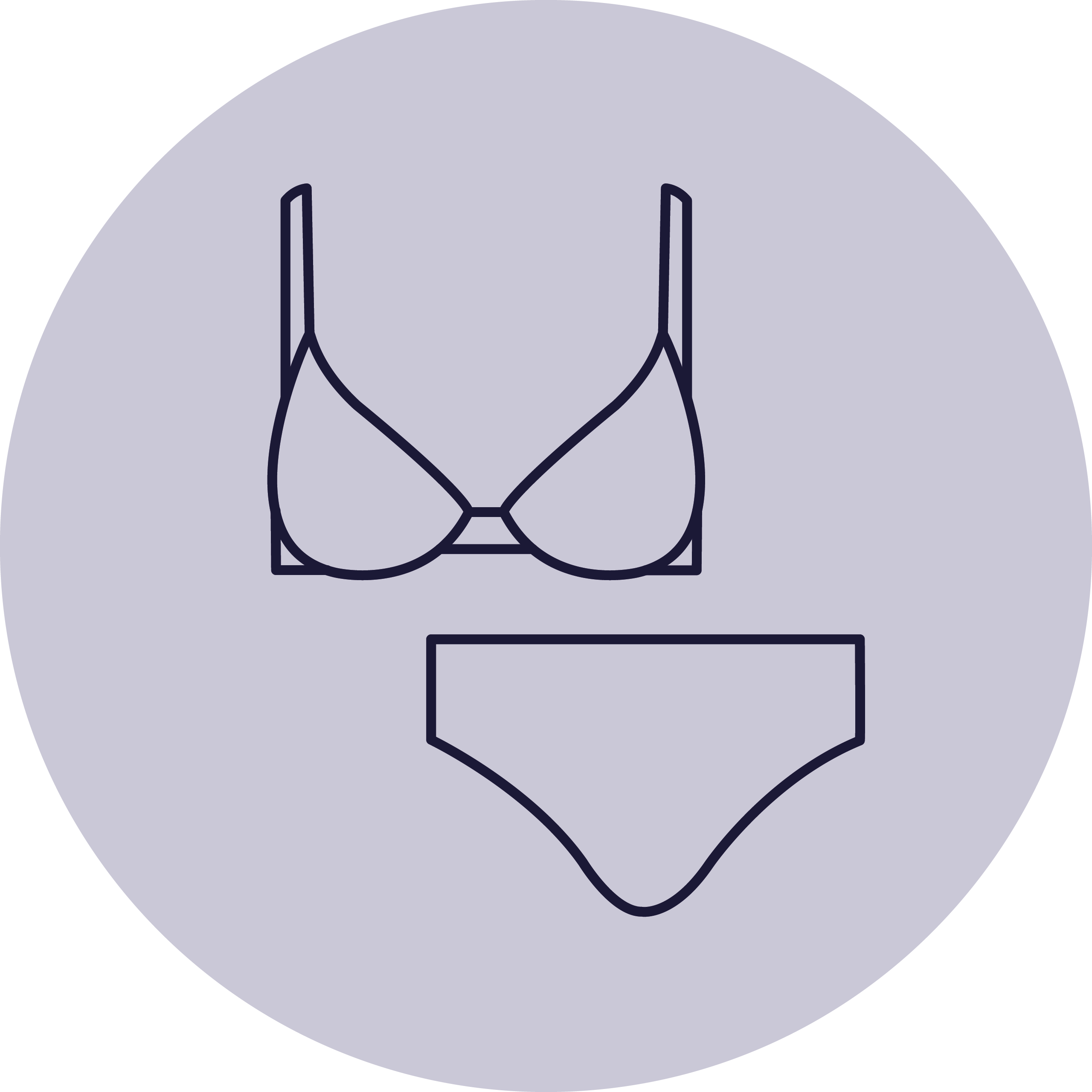 Das Symbol zeigt eine stilisierte Darstellung eines Bügel-Bikinis mit einem Oberteil, das durch Bügel gestützt wird, und einem Bikinihöschen, innerhalb eines grauen Kreises. Darunter steht der Text "Bügel-Bikini", der die Art des Bikinis beschreibt.