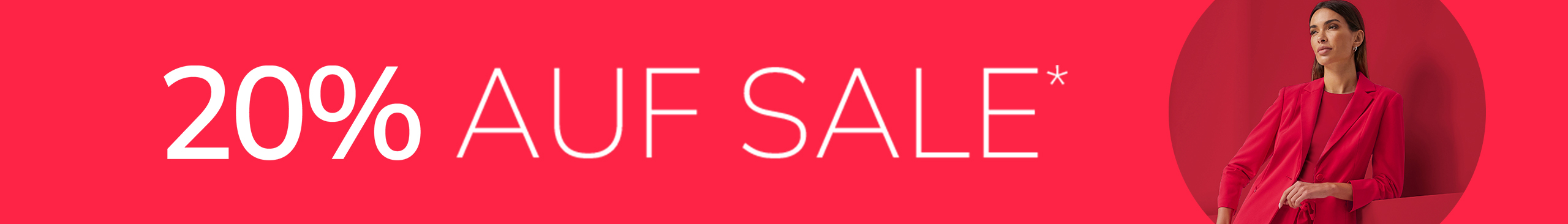 Werbeanzeige 20% auf Sale in rot.
