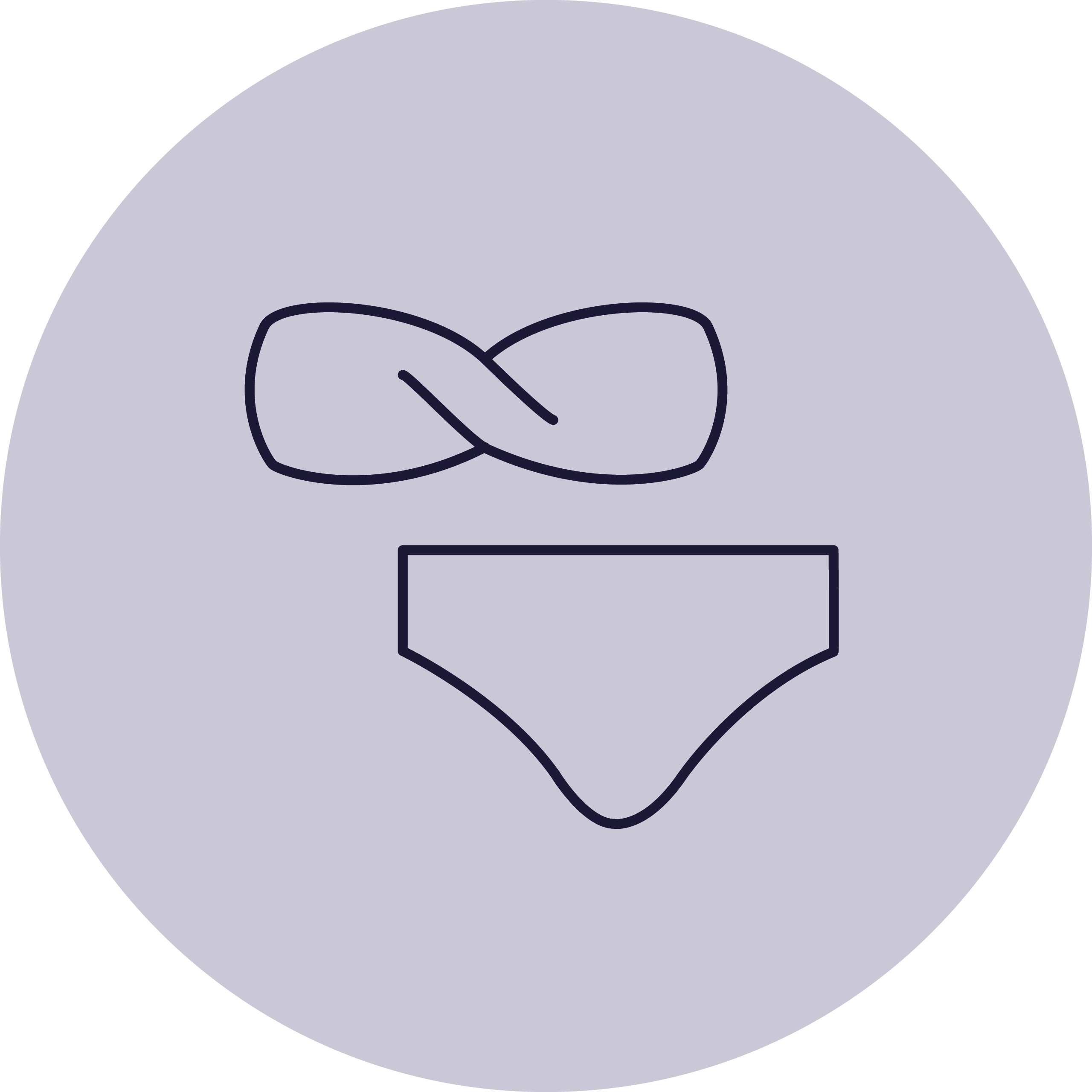 Das Symbol zeigt eine stilisierte Darstellung eines Bandeau-Bikinis, bestehend aus einem trägerlosen Oberteil und einem Bikinihöschen, innerhalb eines grauen Kreises.