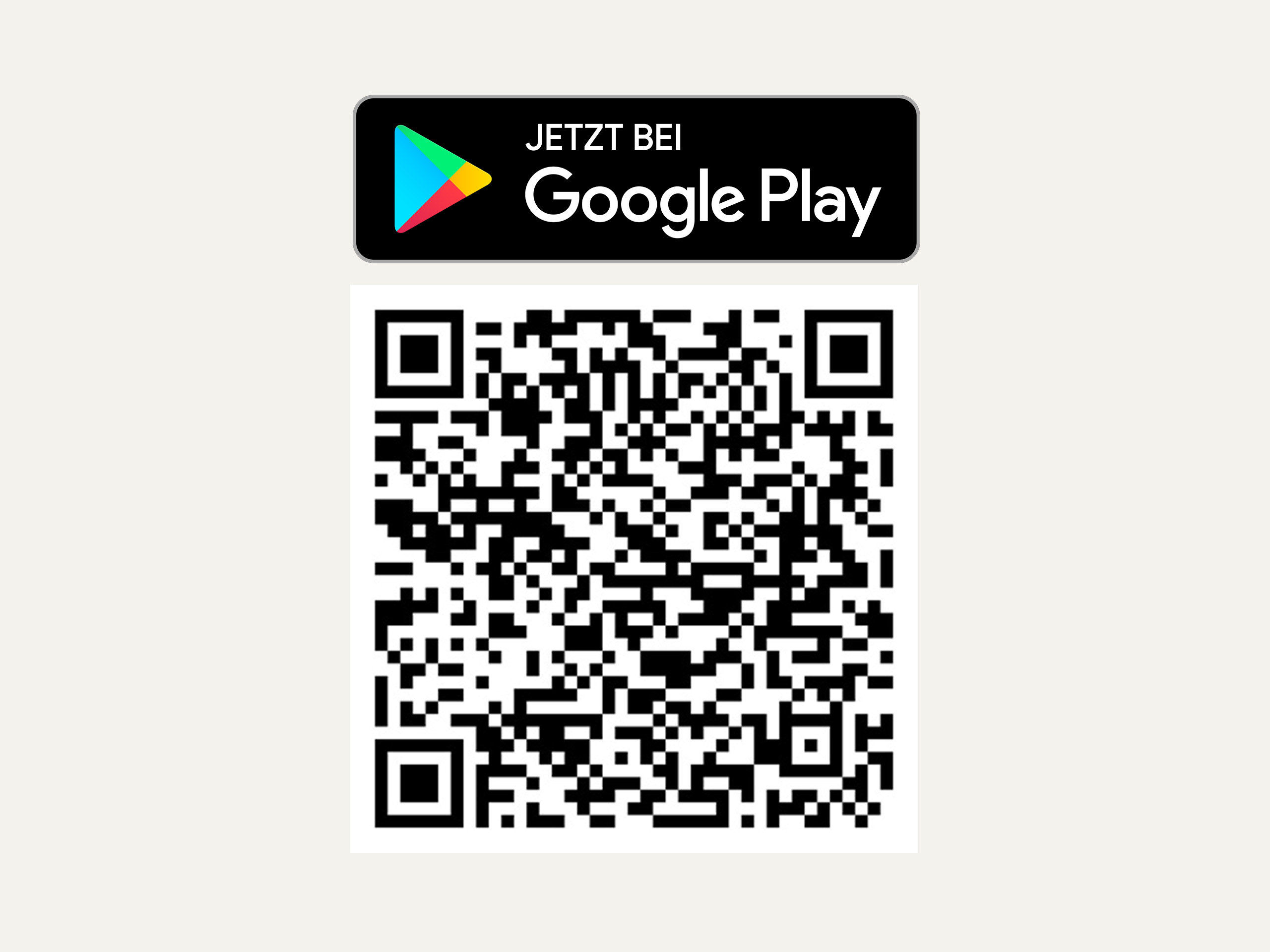 Das Symbol zeigt das Google Play-Logo und einen QR-Code zum Download einer App im Play Store.