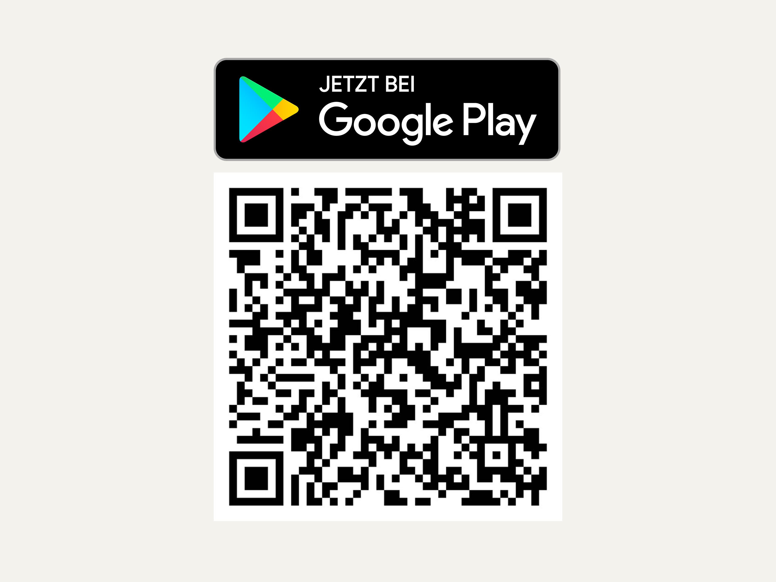 Das Symbol zeigt das Google Play-Logo und einen QR-Code zum Download einer App im Play Store.