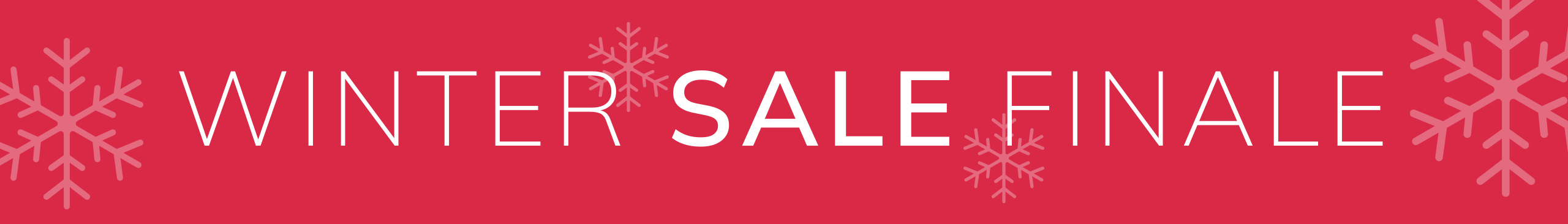 Eine Werbeanzeige mit rotem Hintergrund. Mit dem Text WINTER SALE FINALE. Der Hintergrund ist kräftig rot und einfarbig, ohne Muster oder zusätzliche Elemente.
