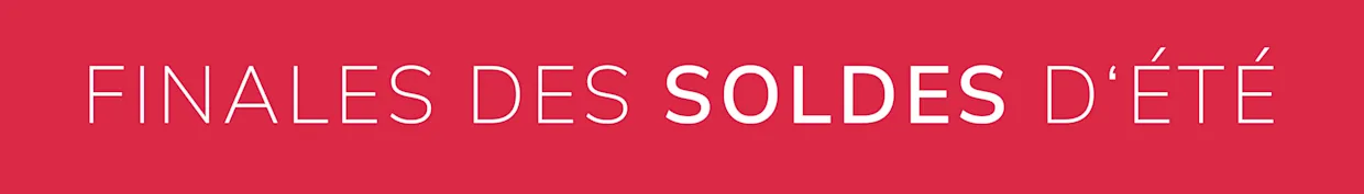 Une annonce publicitaire avec un fond rouge. Avec le texte FINALES DES SOLDES D‘HIVER. Le fond est rouge vif et uni, sans motifs ni autres détails.