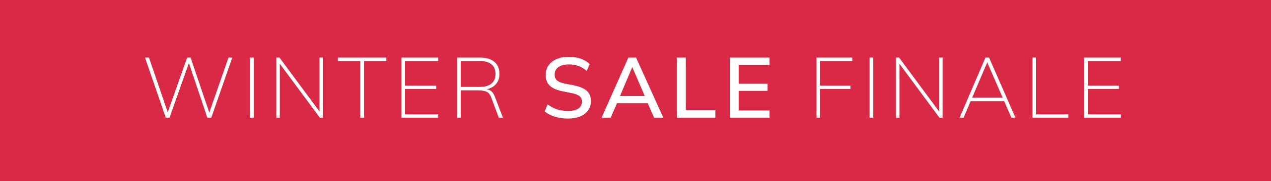 Eine Werbeanzeige mit rotem Hintergrund. Mit dem Text WINTER SALE FINALE. Der Hintergrund ist kräftig rot und einfarbig, ohne Muster oder zusätzliche Elemente.