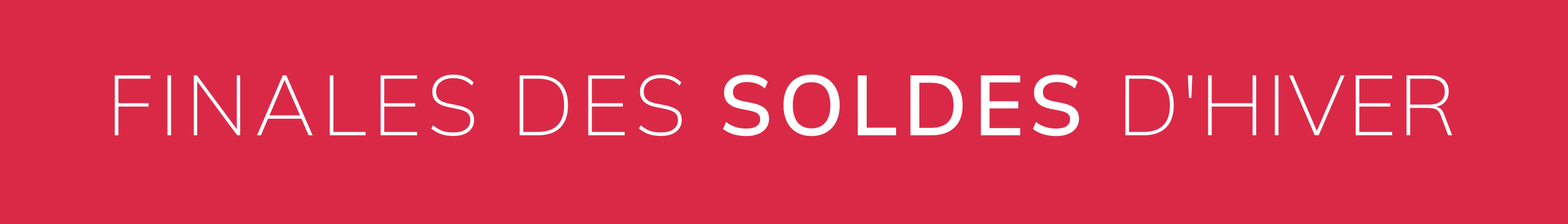 Une annonce publicitaire avec un fond rouge. Avec le texte FINALES DES SOLDES D‘HIVER. Le fond est rouge vif et uni, sans motifs ni autres détails.