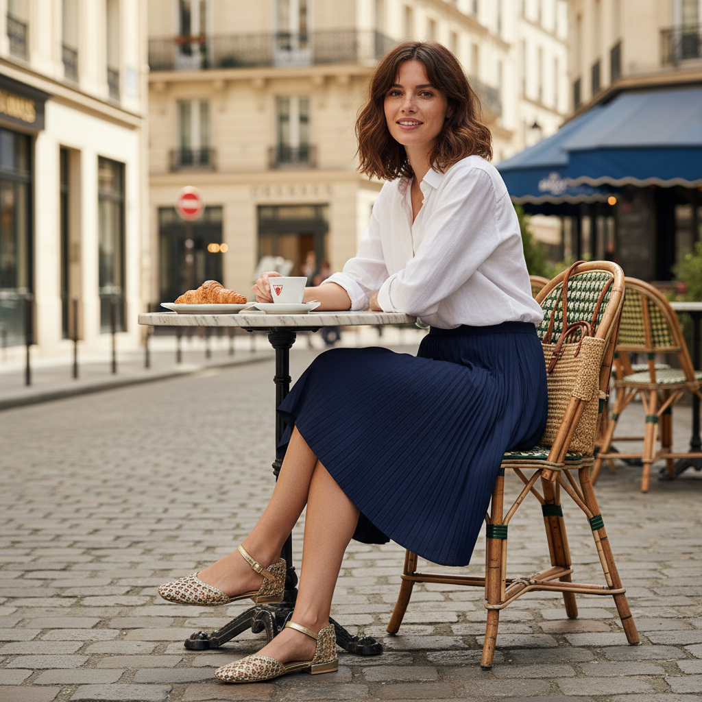 Flache Ballerinas in Schwarz oder Rot zu einem stilvollen French-Chic-Outfit