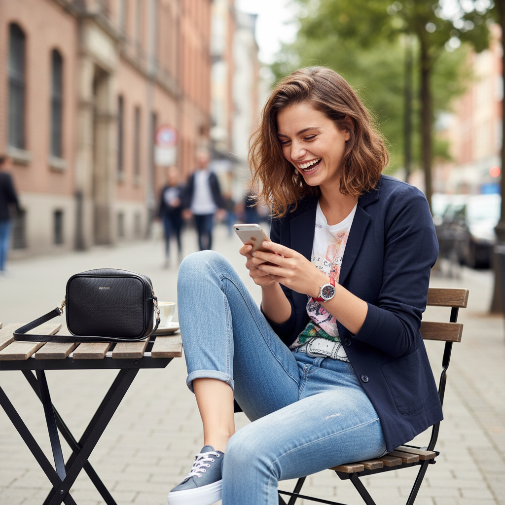 Leichter Blazer über schlichtem Top in urbanem Alltag mit moderner, femininer Ausstrahlung