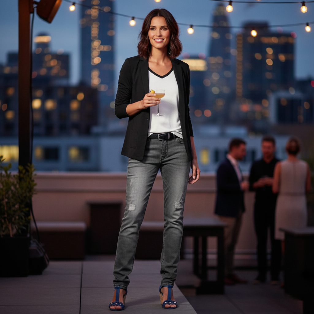 Taillierter Blazer in warmer Naturfarbe am Schreibtisch gestylt