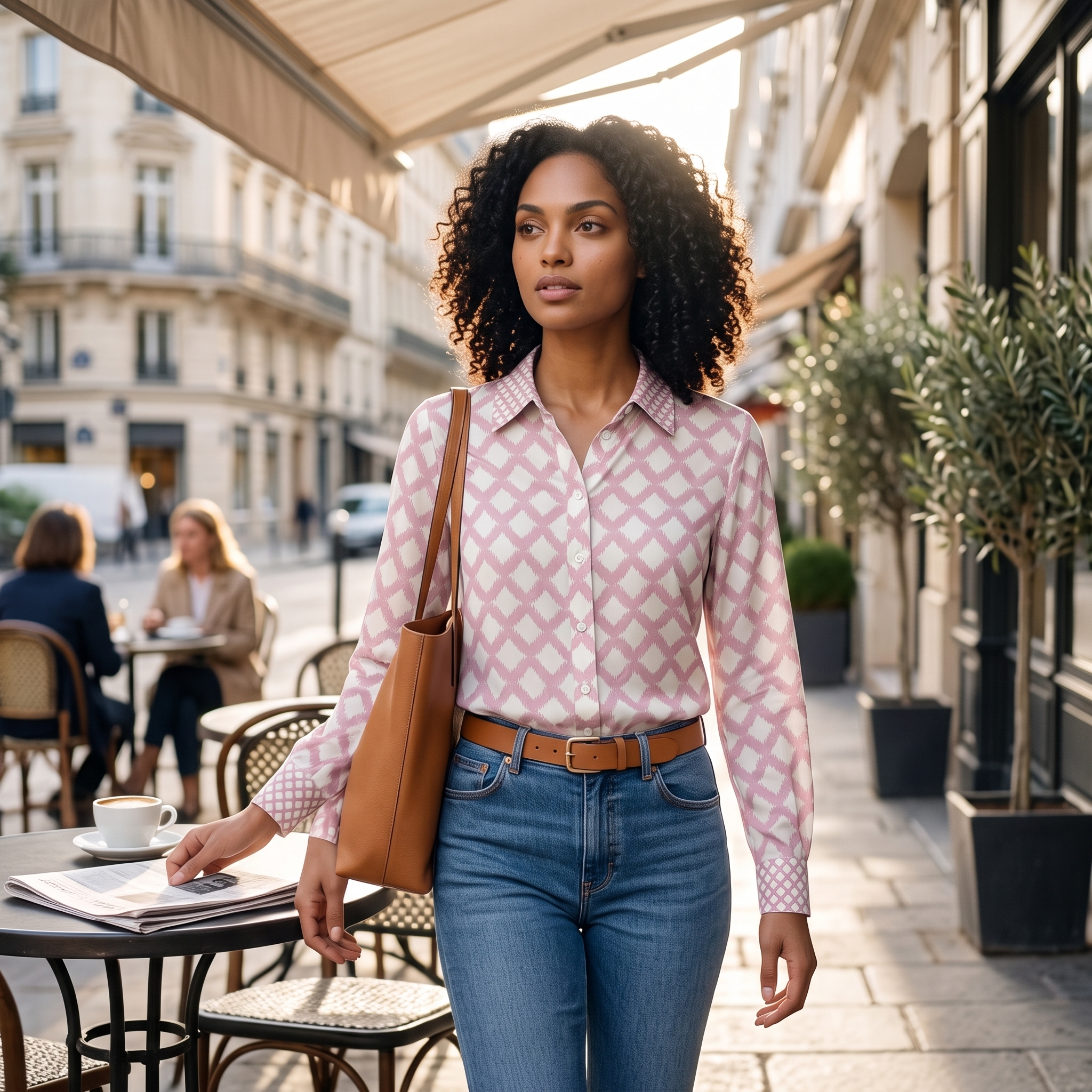 Rosa Bluse mit feiner Knopfleiste und gepflegtem Kragen