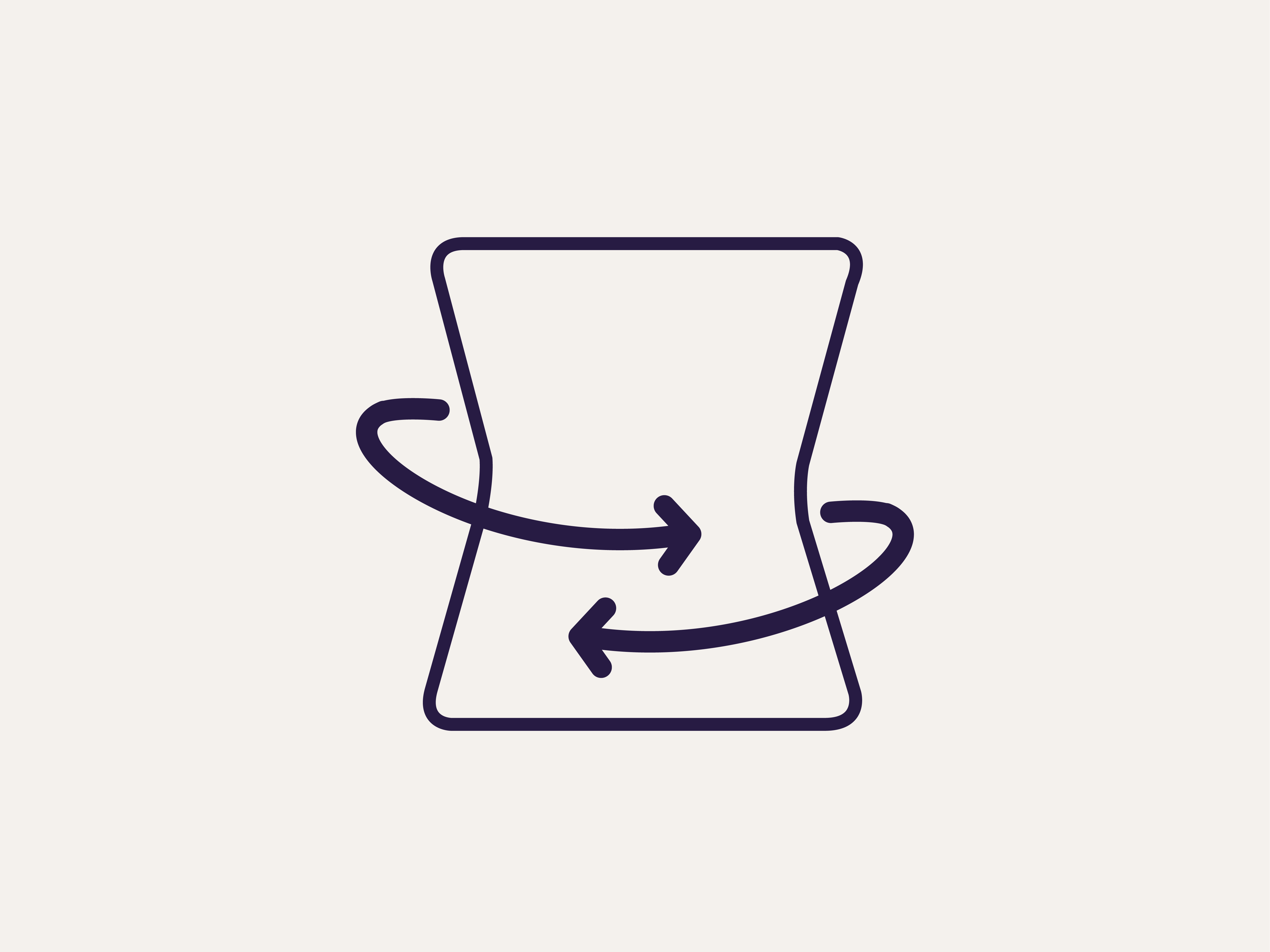 Symbol einer geschwungenen Taille mit Pfeilen, die eine Bewegung oder Flexibilität darstellen, auf beigem Hintergrund.