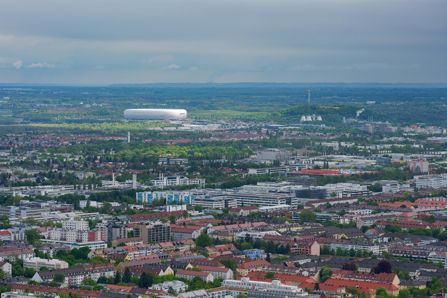 Flyfoto over München med Allianz Arena i fokus - Foto: Getty Images