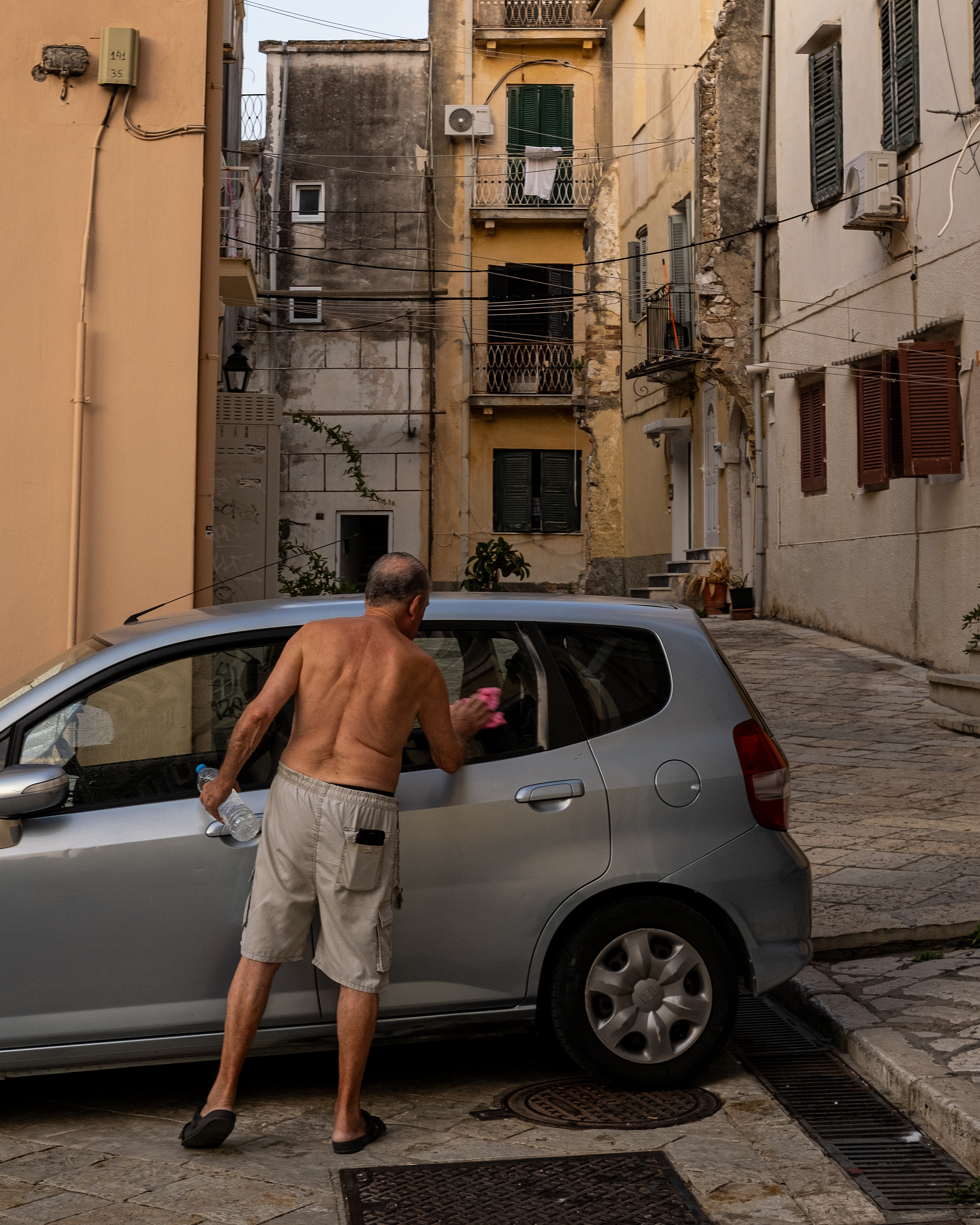 Everyday Life in Corfu: Pet bottle car washing