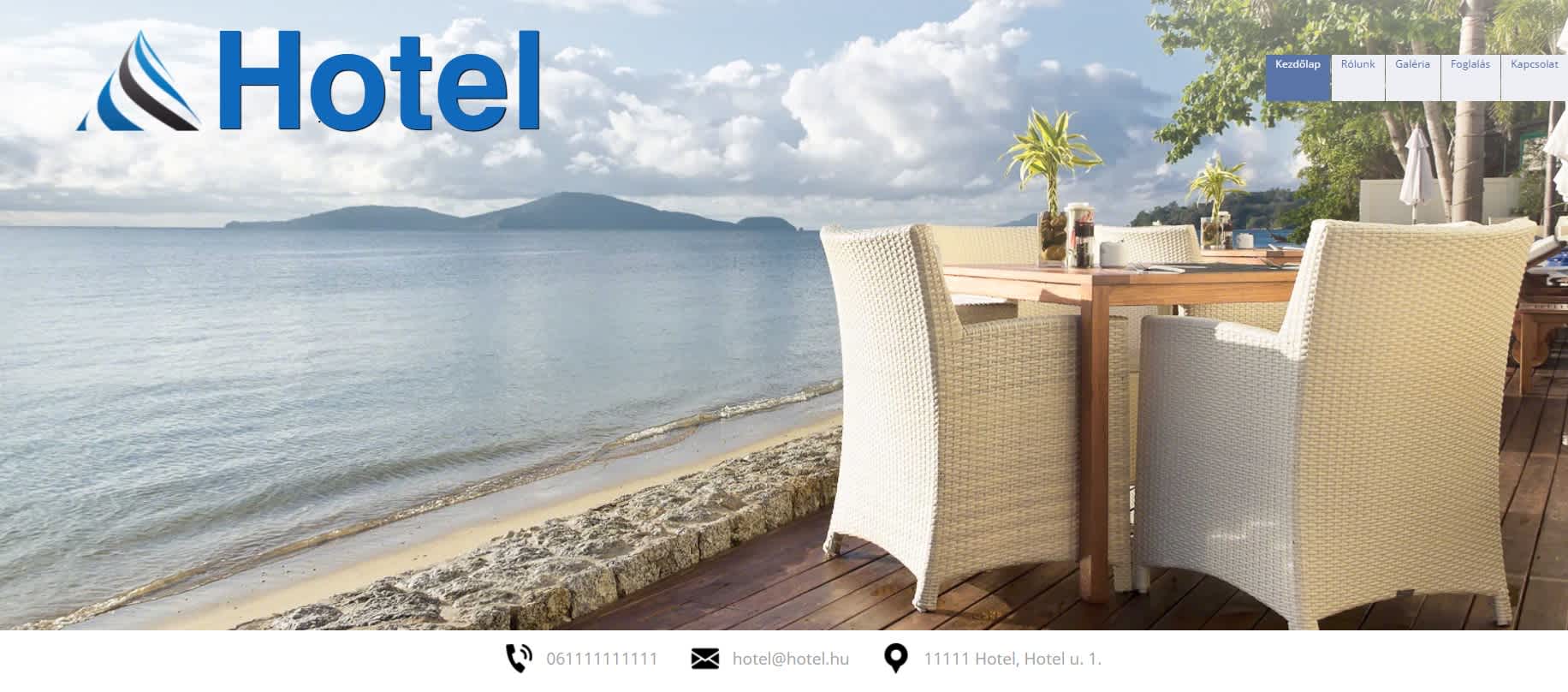 Hotel vízpart melletti terasz honlap kezdőlap sablon Business Online Jelenlét 