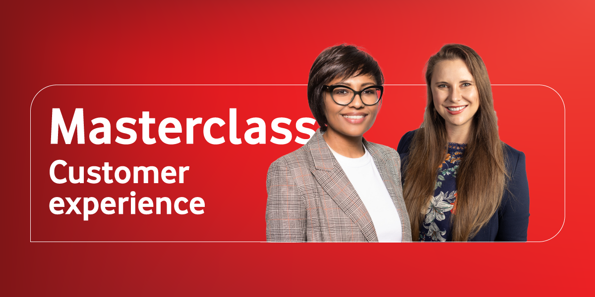 Masterclass on customer experience banner featuring host and guest
